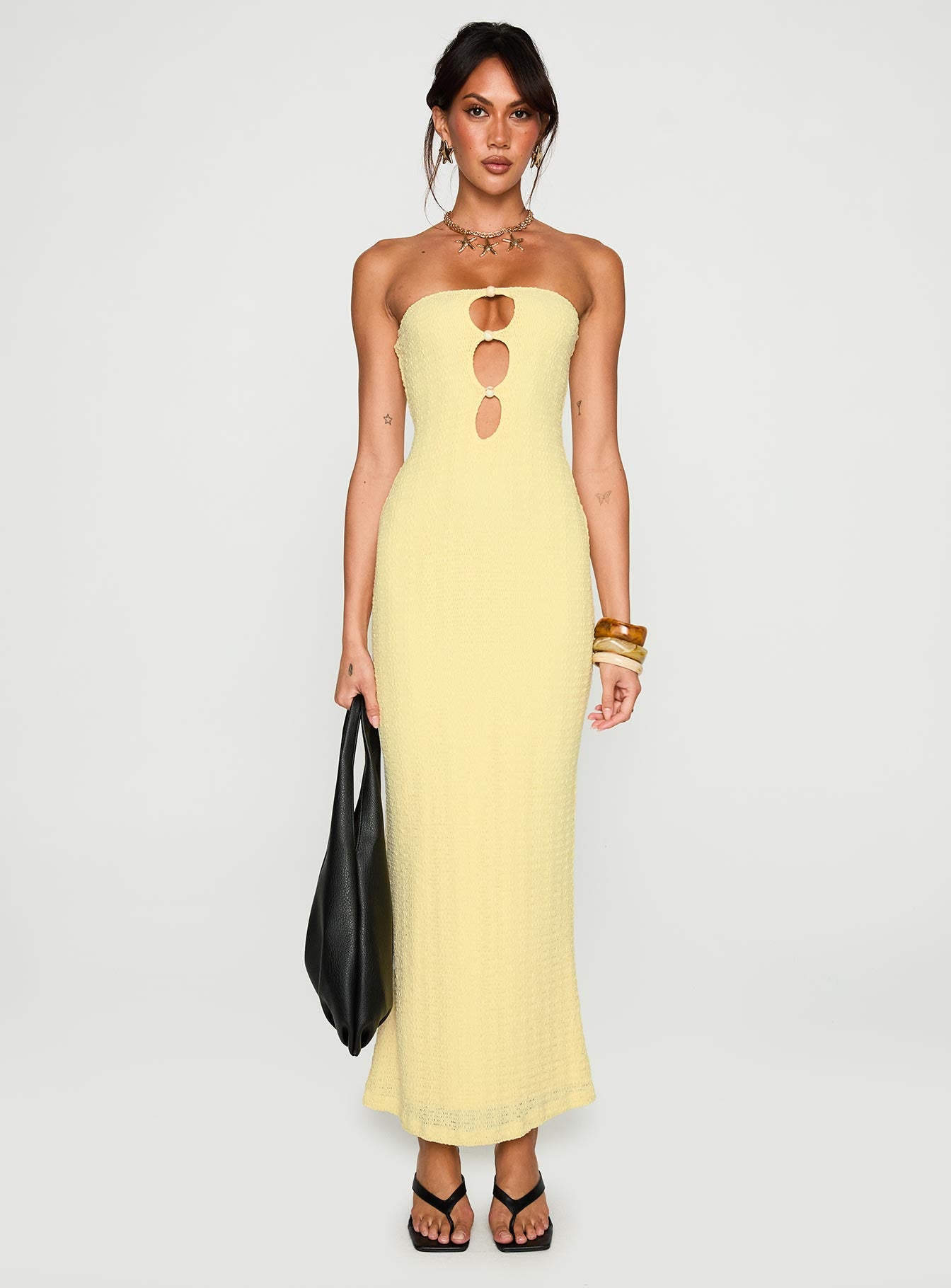 Saijana Strapless Maxi Dress Lemon - Image 6