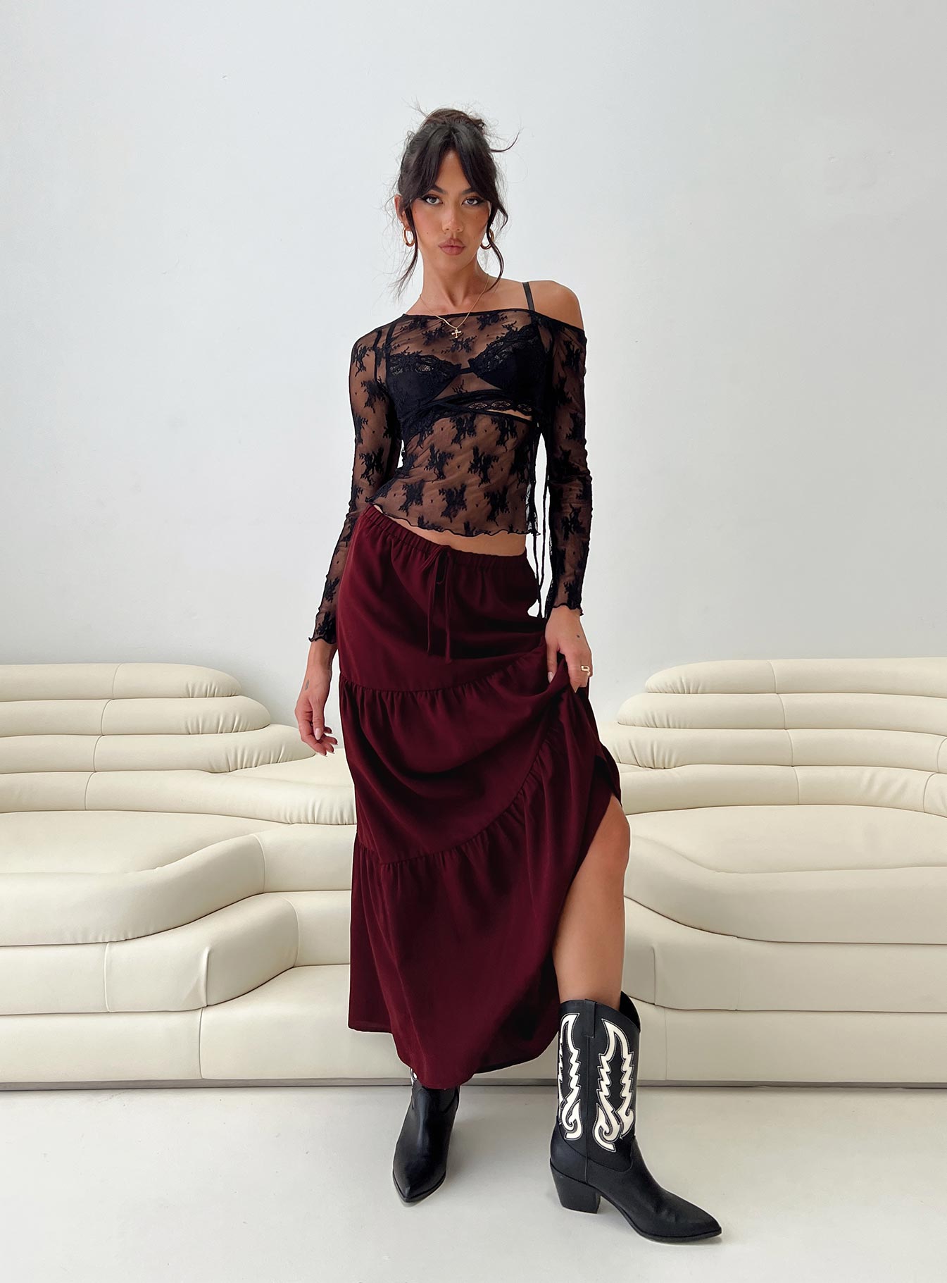 Whole Again Maxi Skirt Burgundy - Image 6