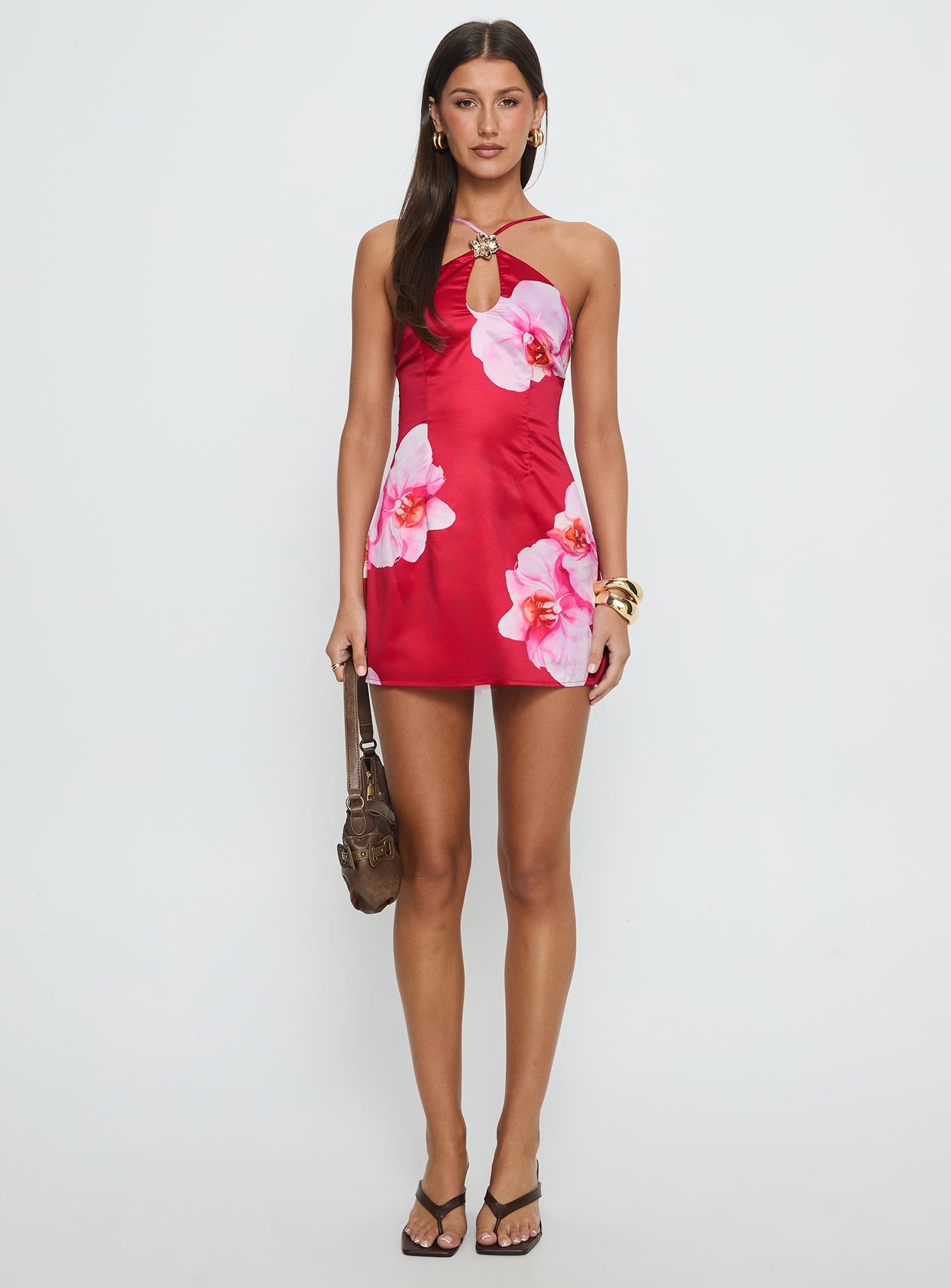 Nohemi Halter Mini Dress Red Floral - Image 7