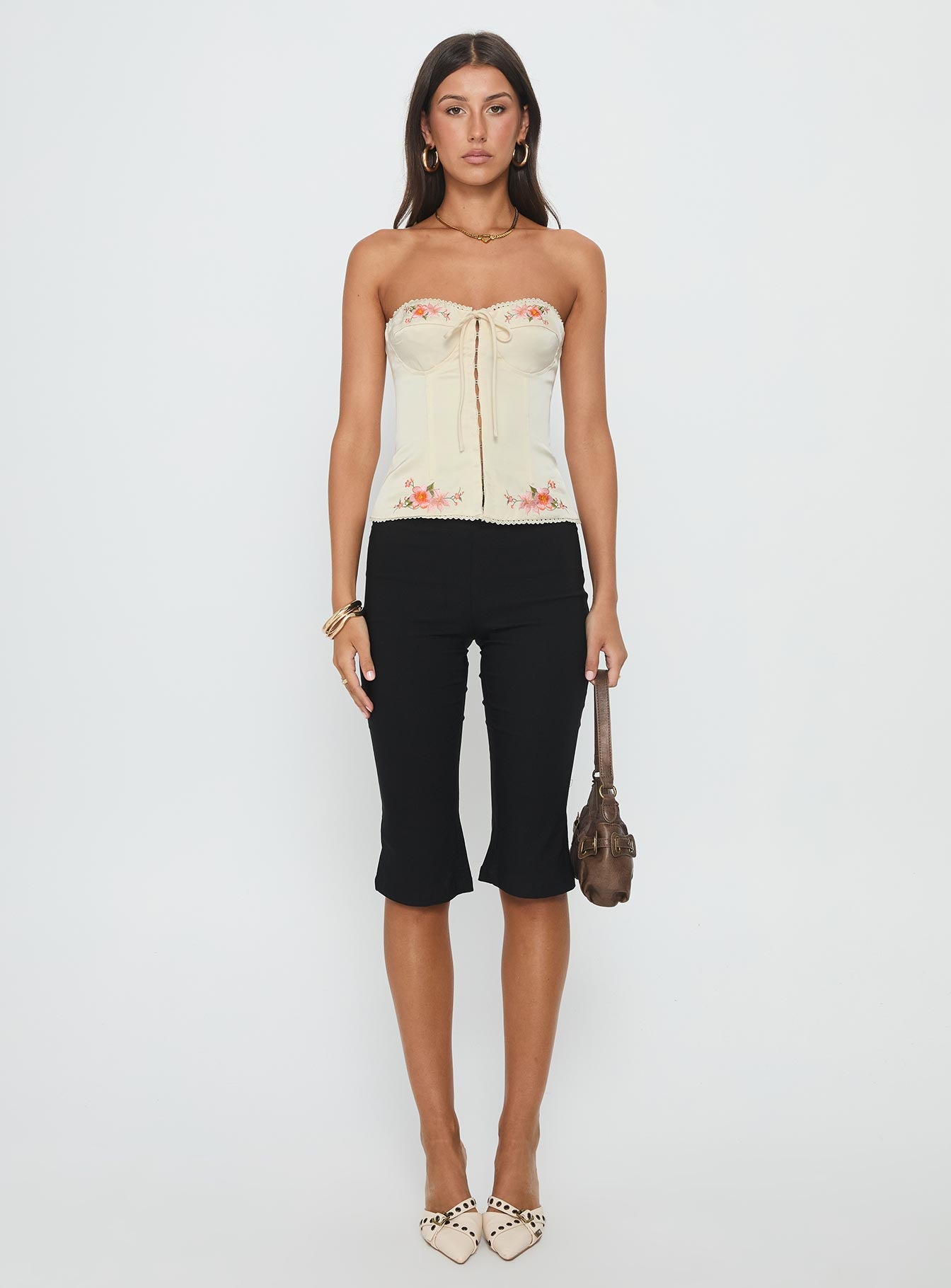 Jazzy Strapless Corset Top Cream Floral - Image 7