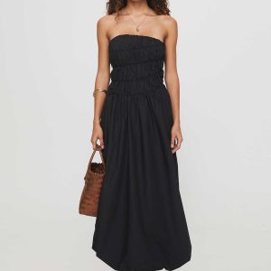 Brydie Bubble Hem Midi Dress Black