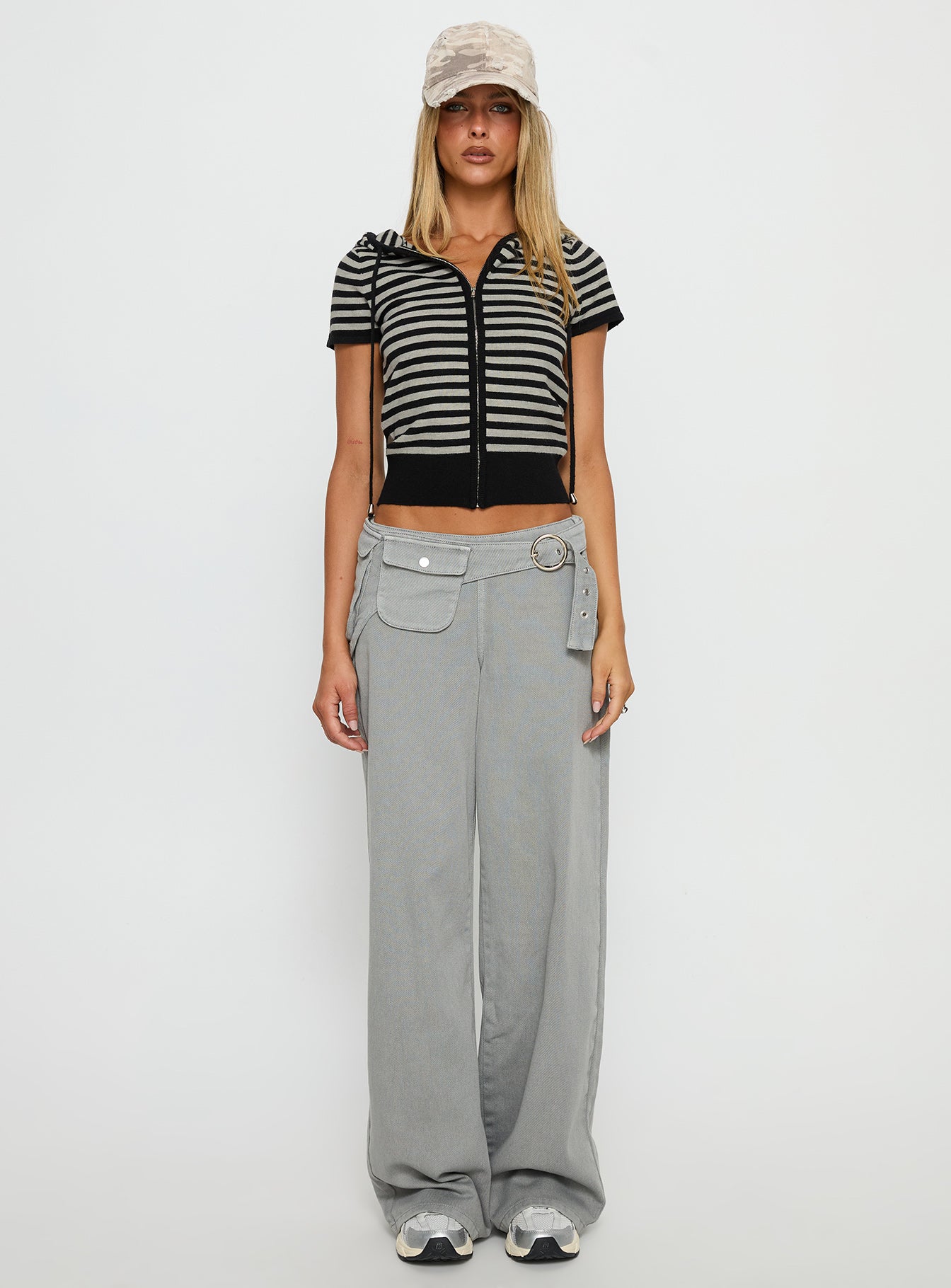 Kahlee Zip Through Hoodie Grey / Black Stripe - Image 7