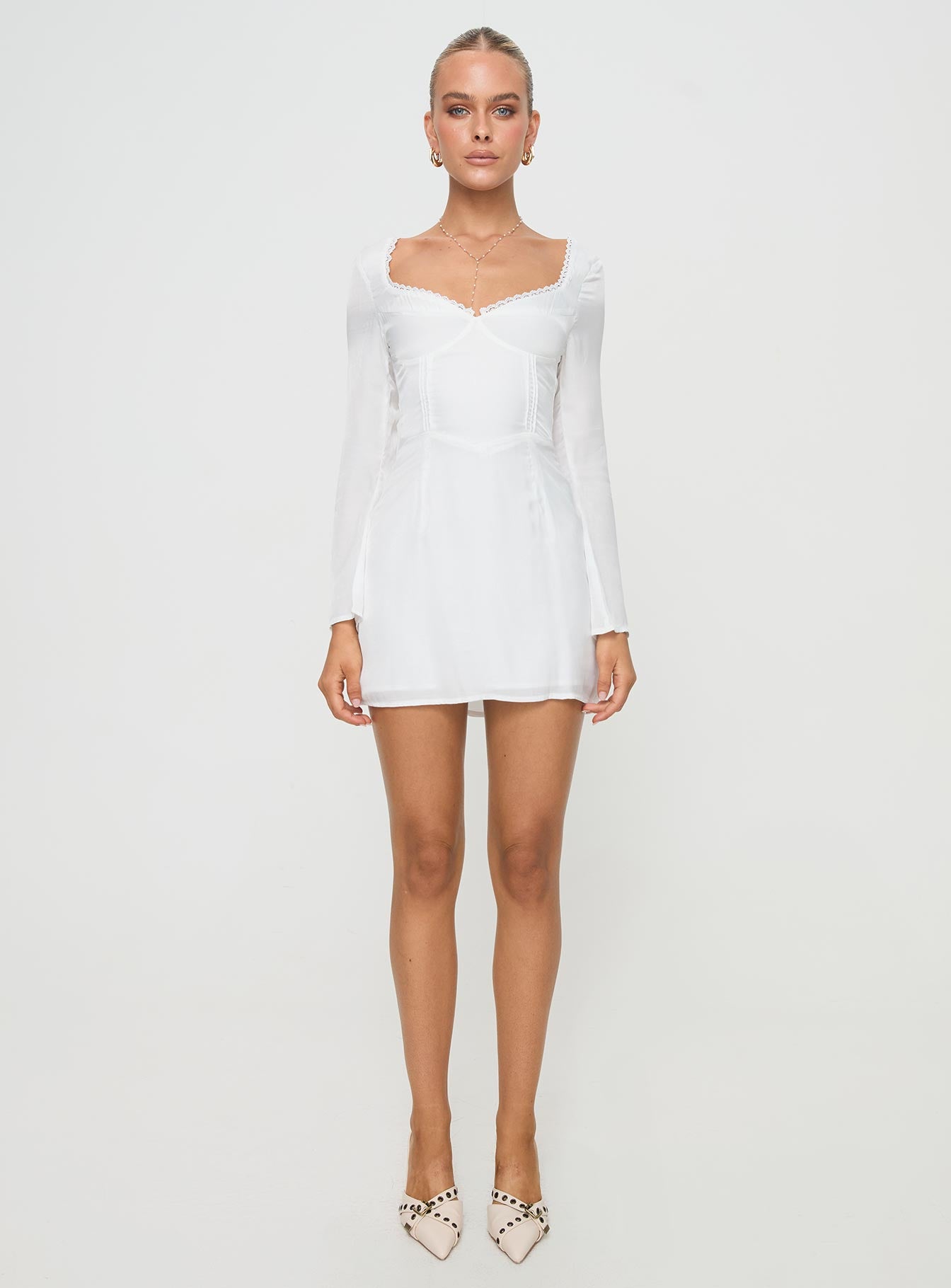 Lyna Long Sleeve Mini Dress White - Image 7