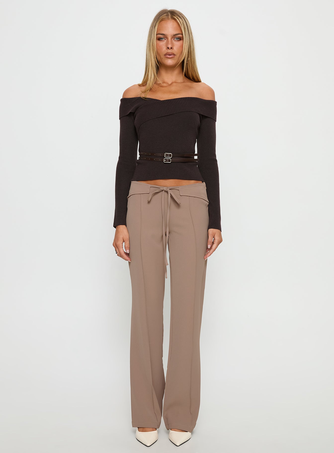 Narratives Wrap Tie Trouser Pant Taupe - Image 7