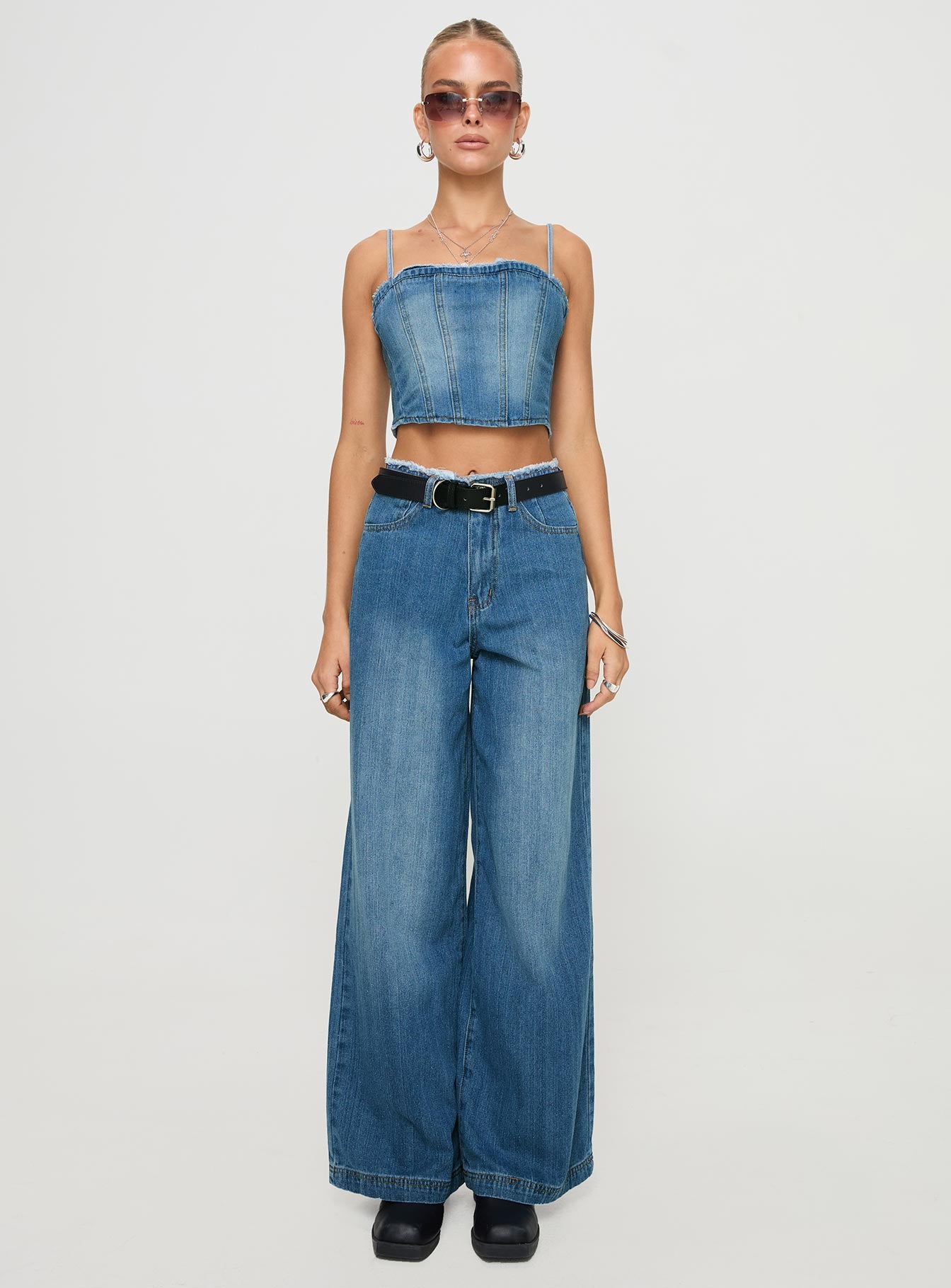 Vihaan Wide Leg Pants Blue Wash - Image 7