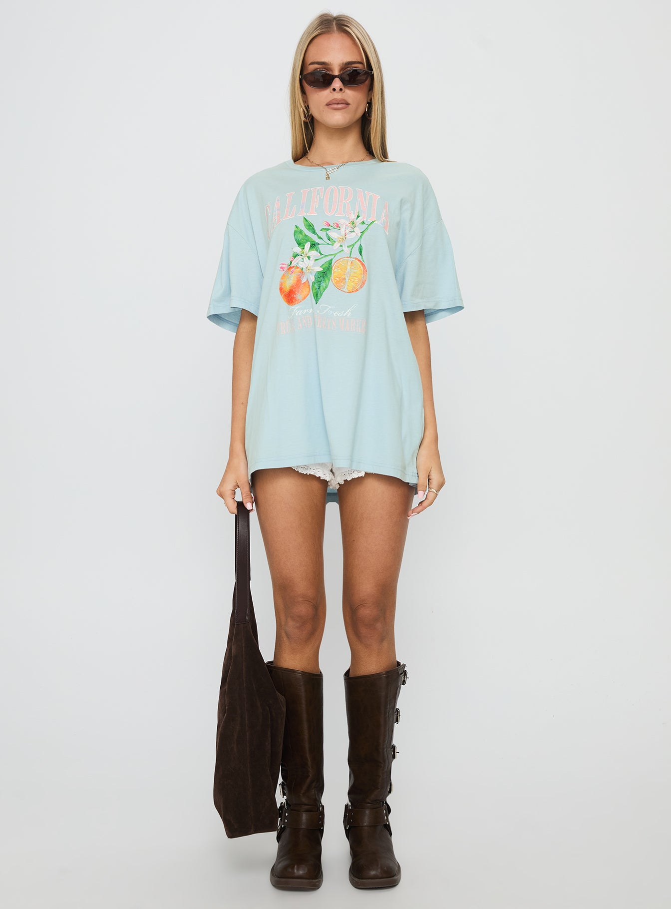 California Sugar Oversized Graphic Tee Blue - Image 6
