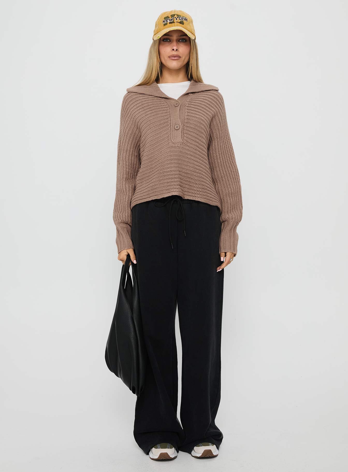 Praiano Button Front Collared Sweater Latte - Image 7