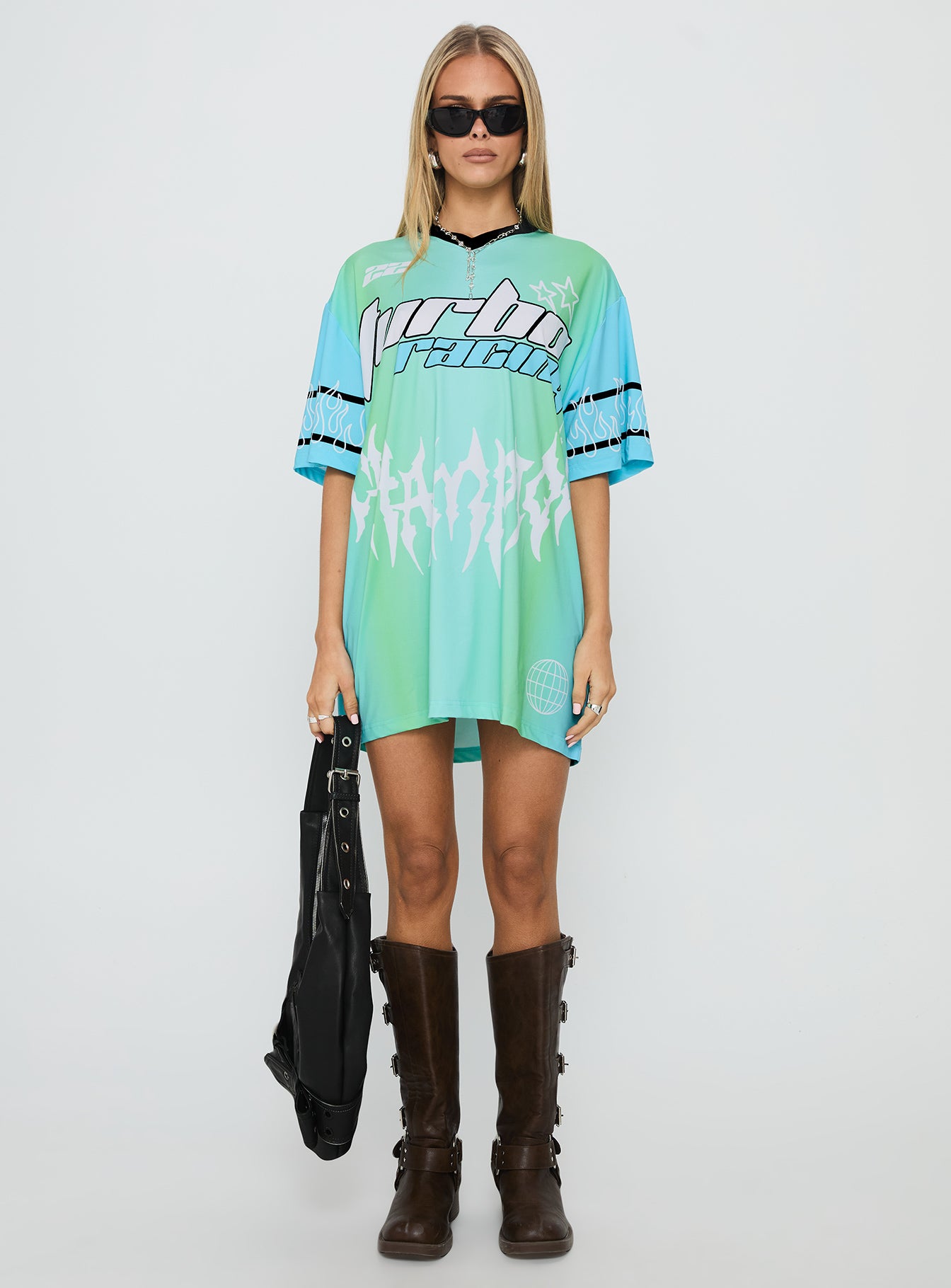 Turbo Champion Moto Jersey Top Blue / Green - Image 6