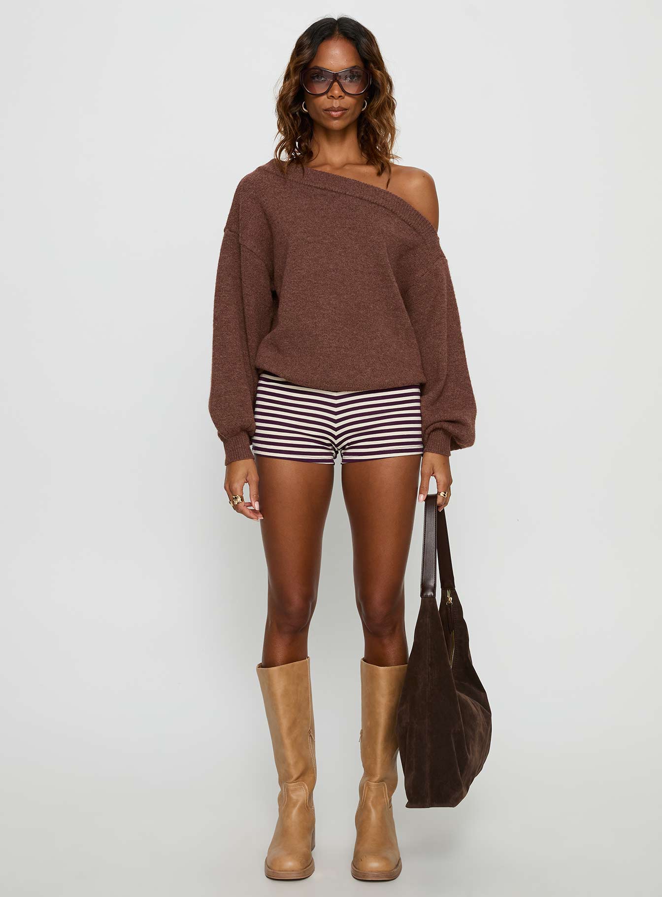 Noble Off The Shoulder Sweater Chocolate - Image 7