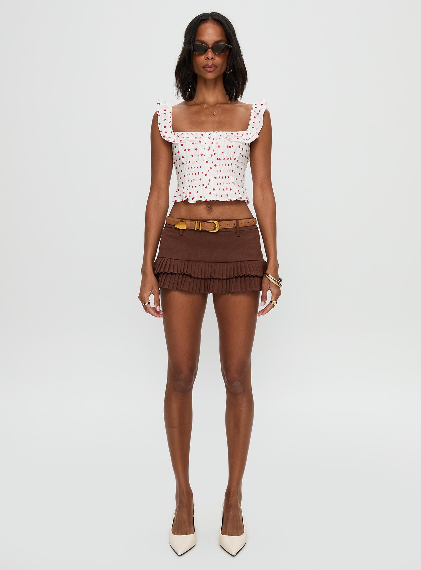 Isadoria Frill Top White / Red Polka - Image 7