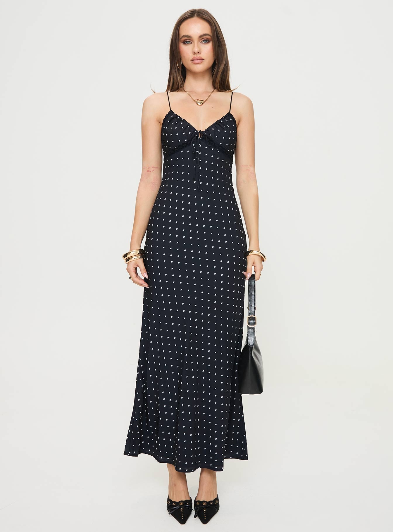 Emily Maxi Dress Black Polka Dot - Image 7