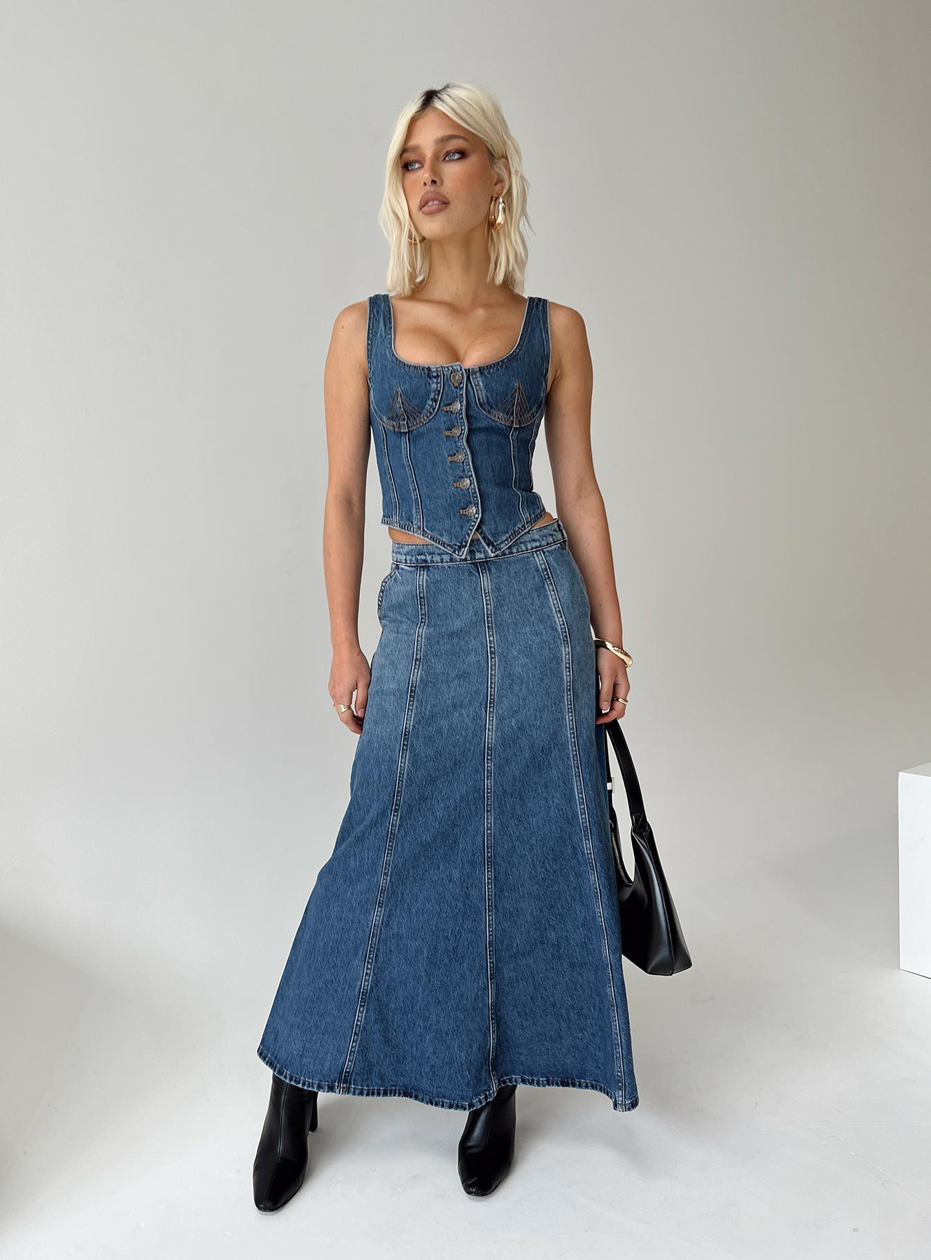 Wyoming Midi Skirt Blue Denim - Image 7