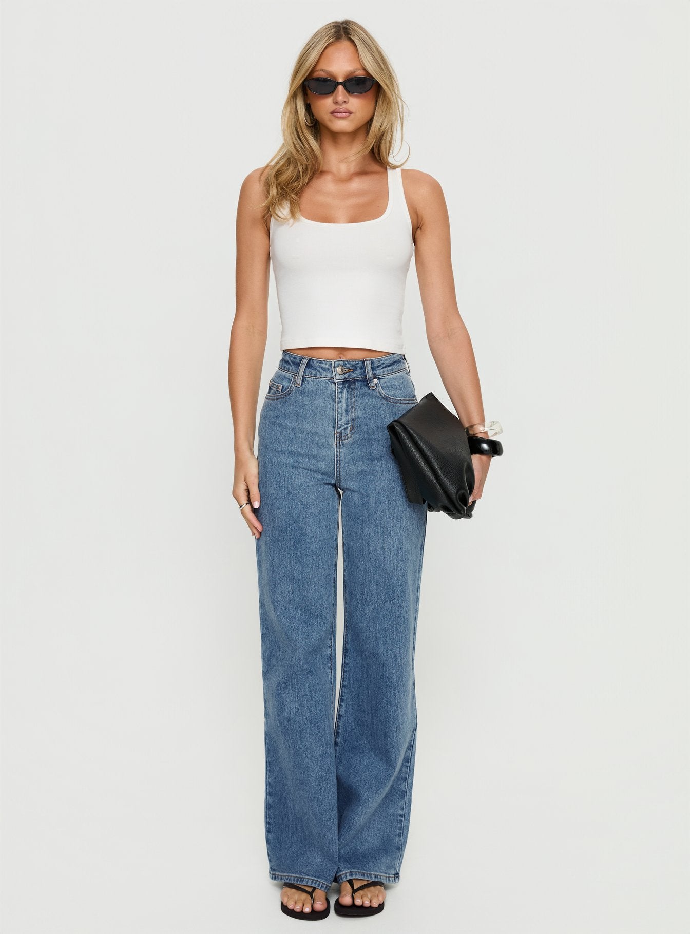 Thearlie High Rise Flared Jeans Mid Blue Wash - Image 6