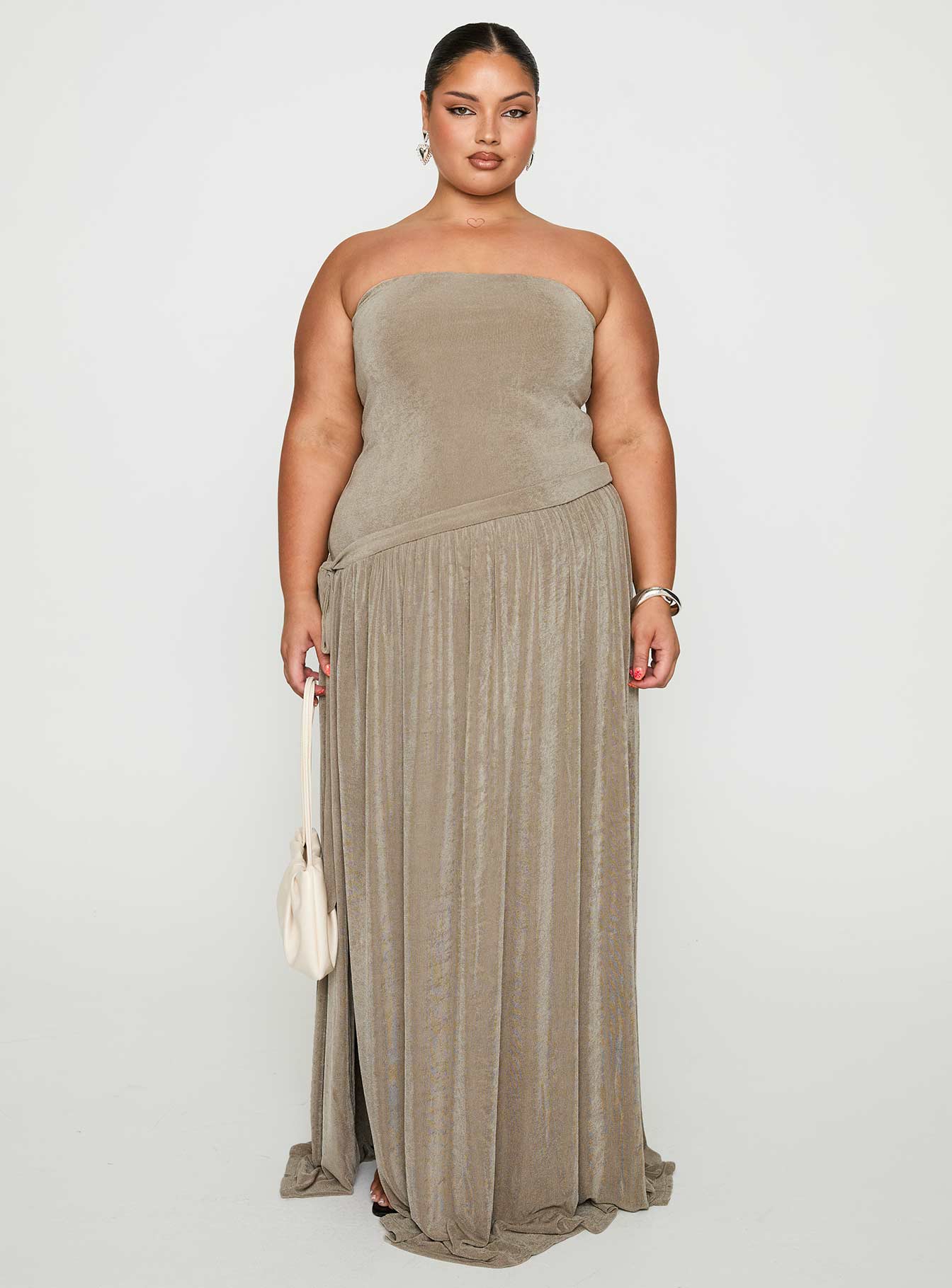 Inka Strapless Maxi Dress Taupe Curve - Image 7