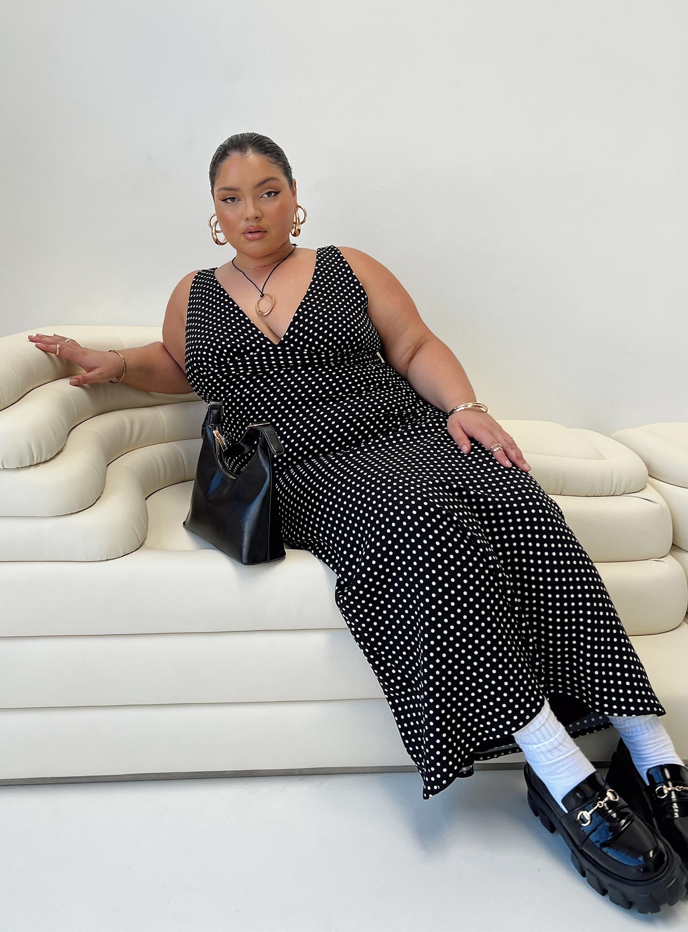 Nellie Maxi Dress Black Polka Dot Curve - Image 7