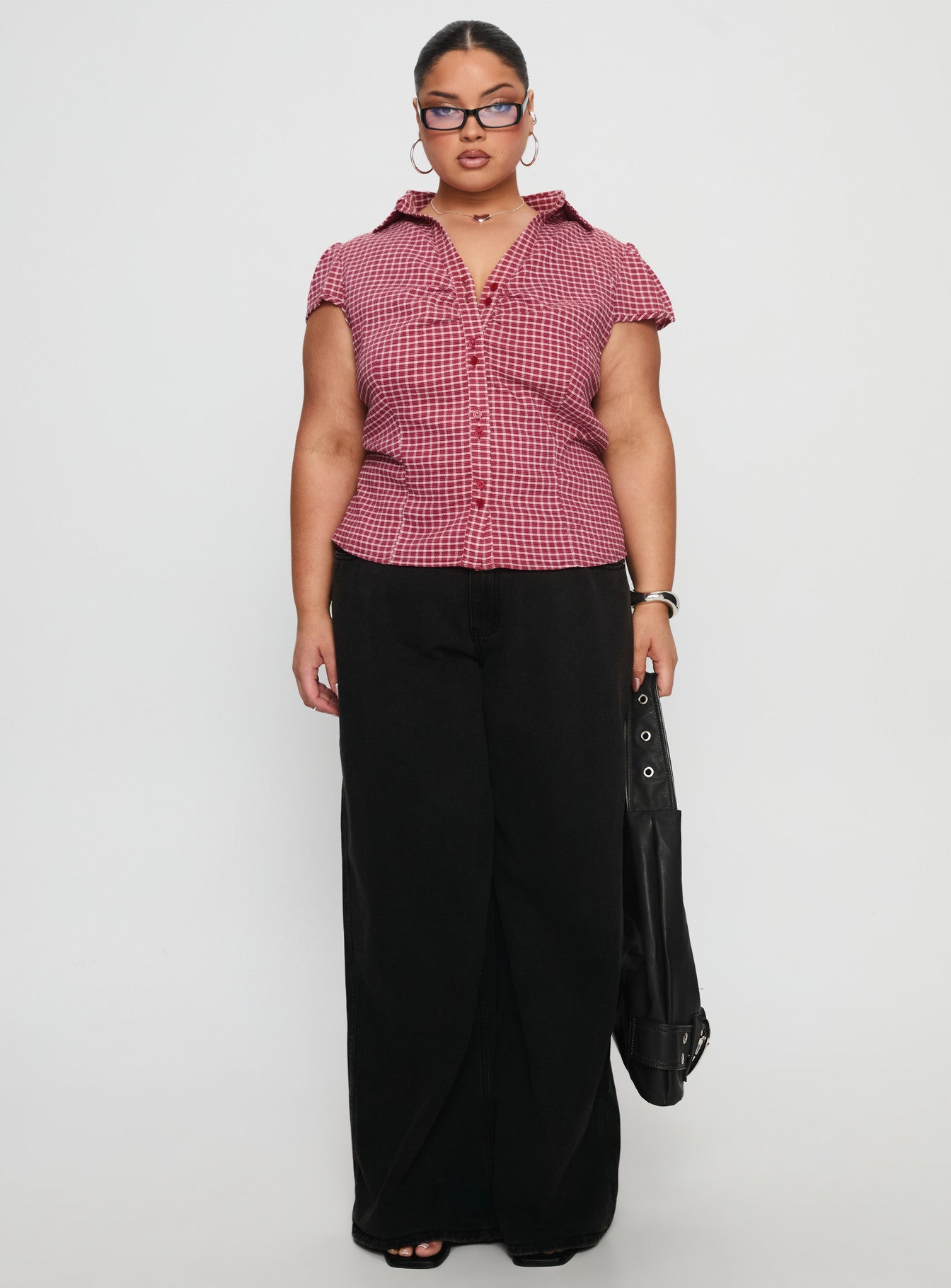 Arianwyn Short Sleeve Shirt Red Check Curve - Image 6