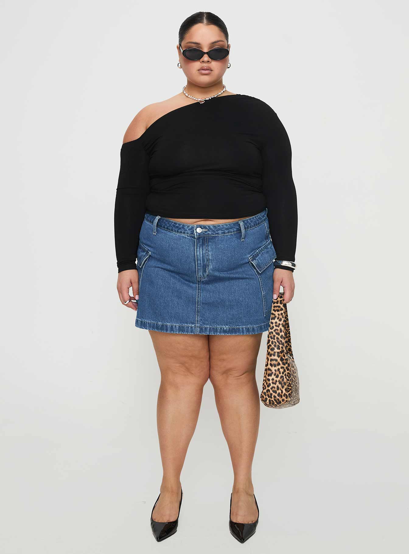 Zakai Cargo Denim Mini Skirt Mid Blue Curve - Image 7