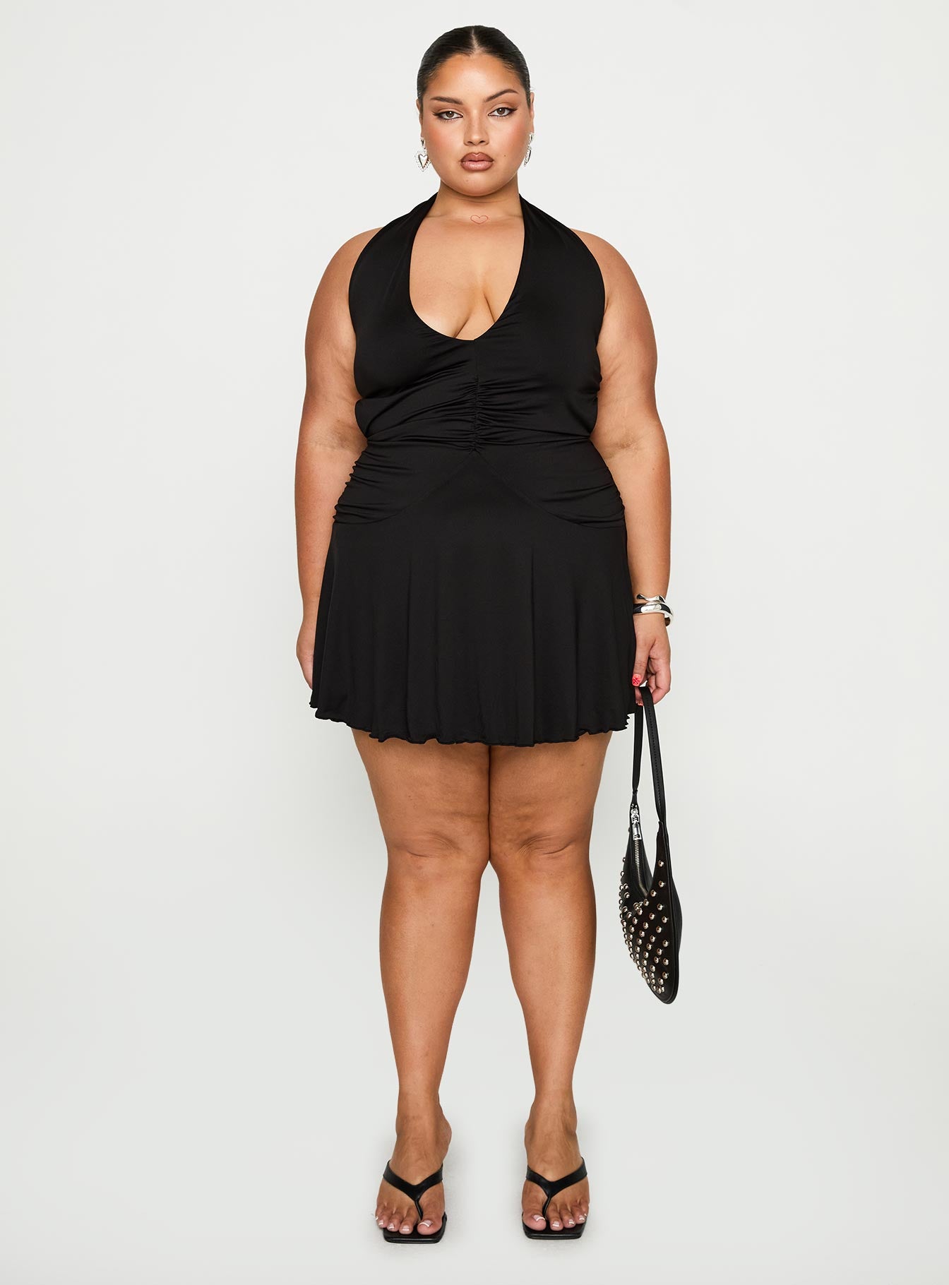 Maeva Halter Mini Dress Black Curve - Image 7