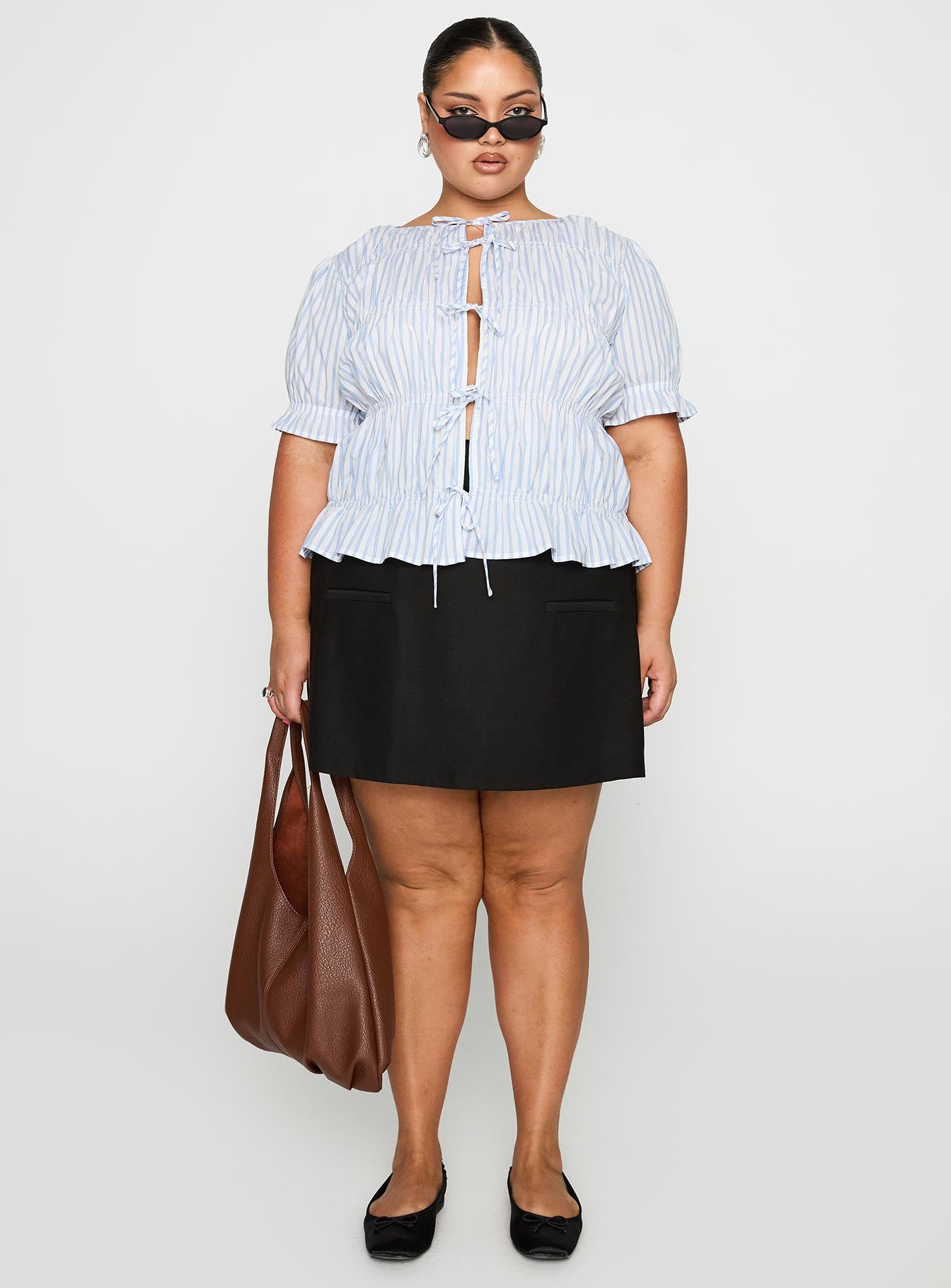 Alistair Bow Tie Top Blue / White Stripe Curve - Image 7