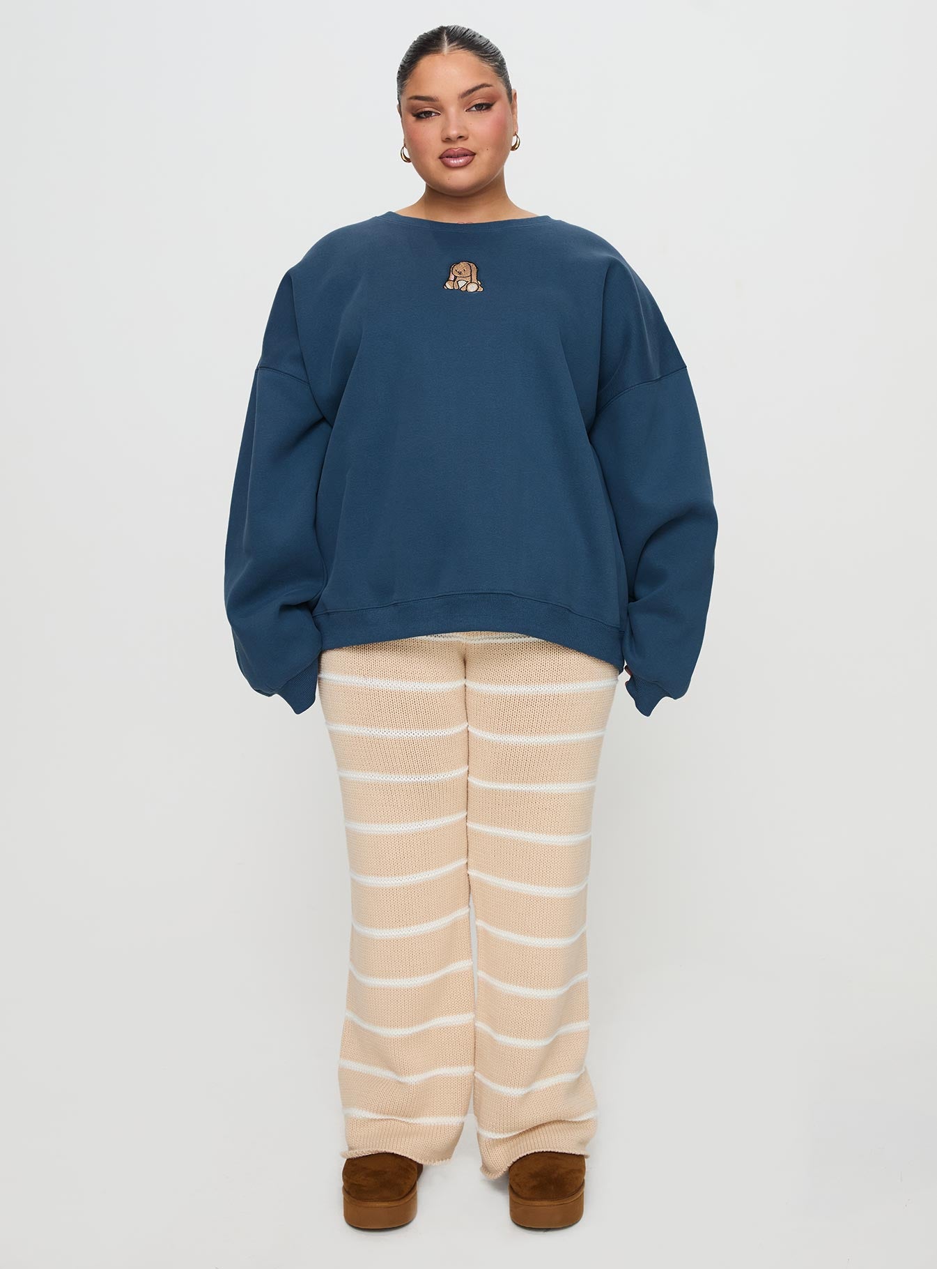 Sleepy Bunny Crewneck Jumper Navy Curve - Image 7