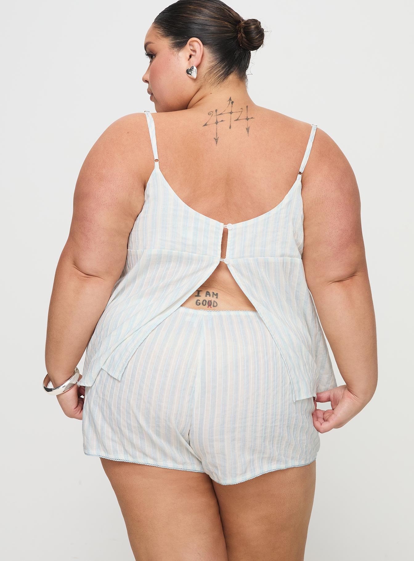 Tenderness Lace Sleep Set Blue / White Stripe Curve - Image 7