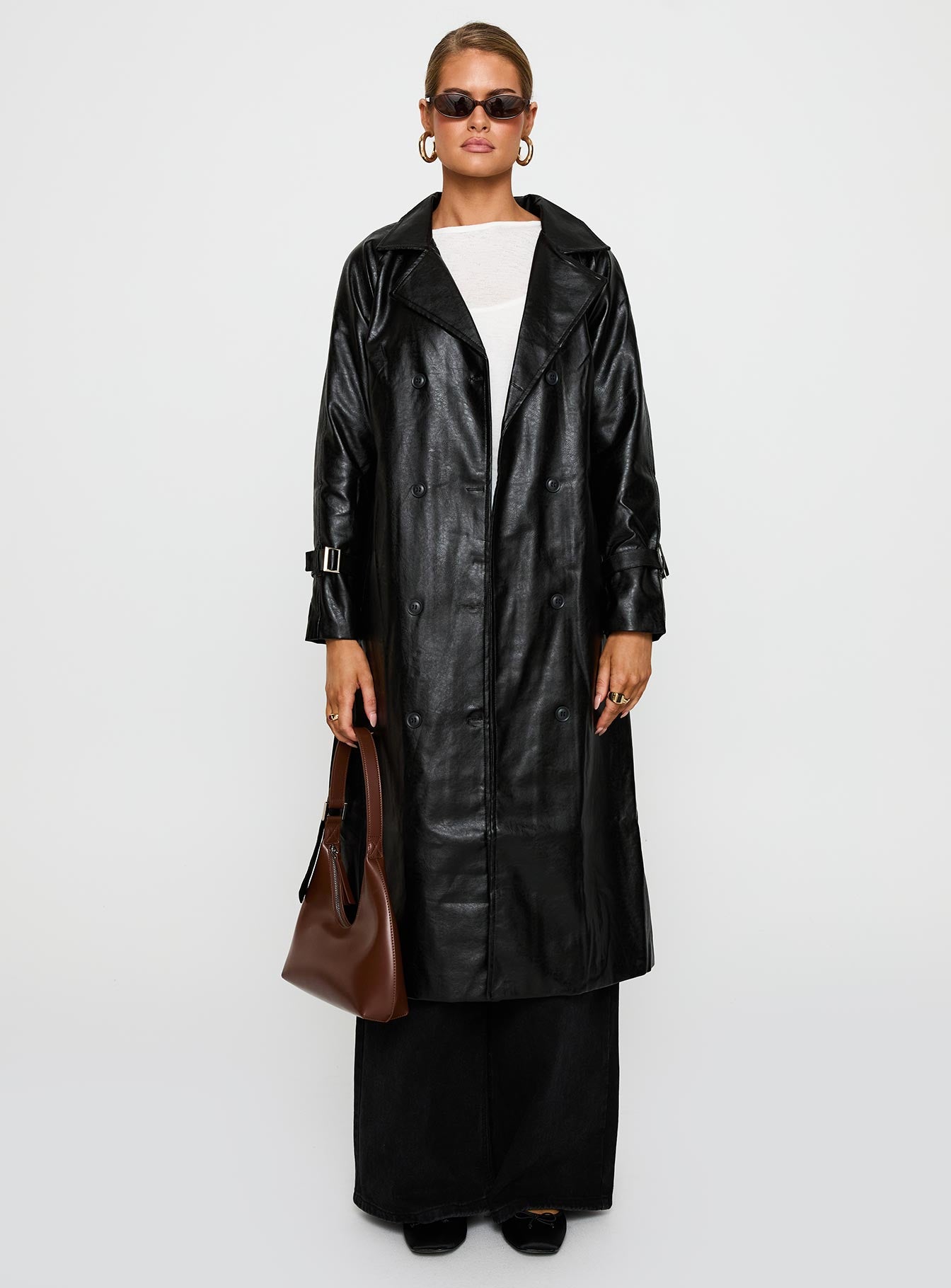 Montanna Faux Leather Coat Black - Image 6