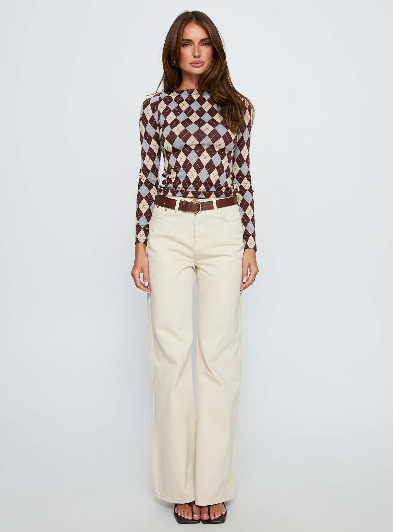 Maple Mid Rise Flare Jeans Ecru - Image 7