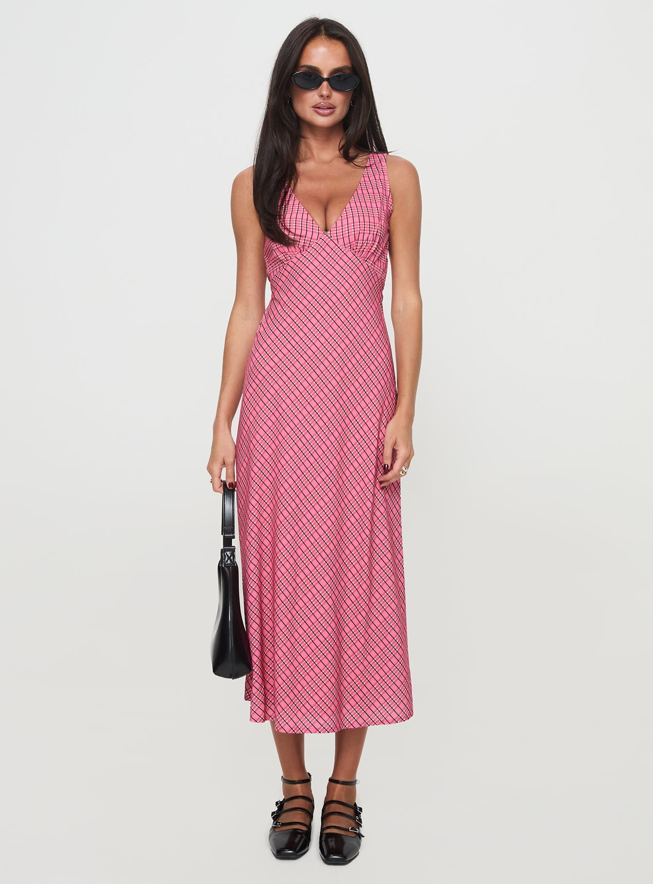 Nellie Midi Dress Pink Check - Image 7