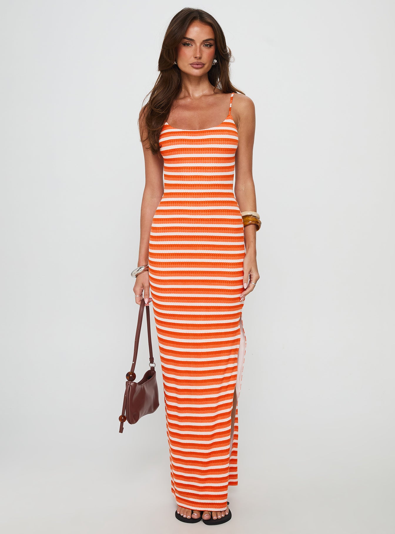 Elestria Maxi Dress Orange Stripe - Image 6