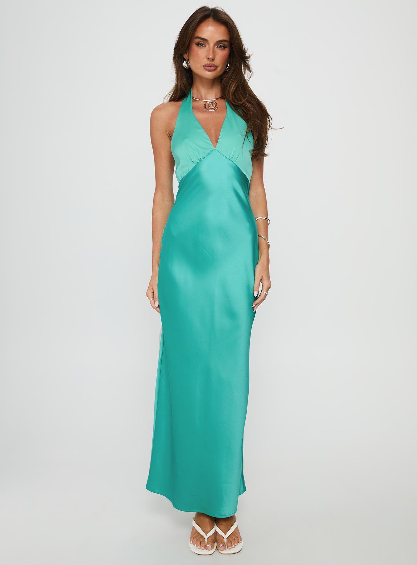Annalia Scarf Tie Maxi Dress Aqua - Image 7