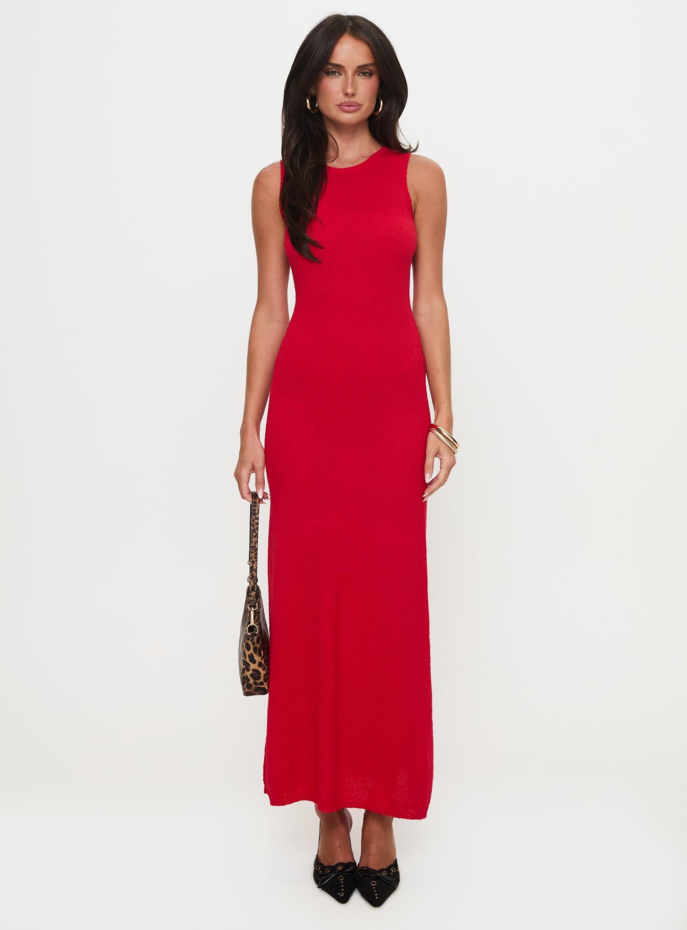 Maebie Knit Maxi Dress Red - Image 7