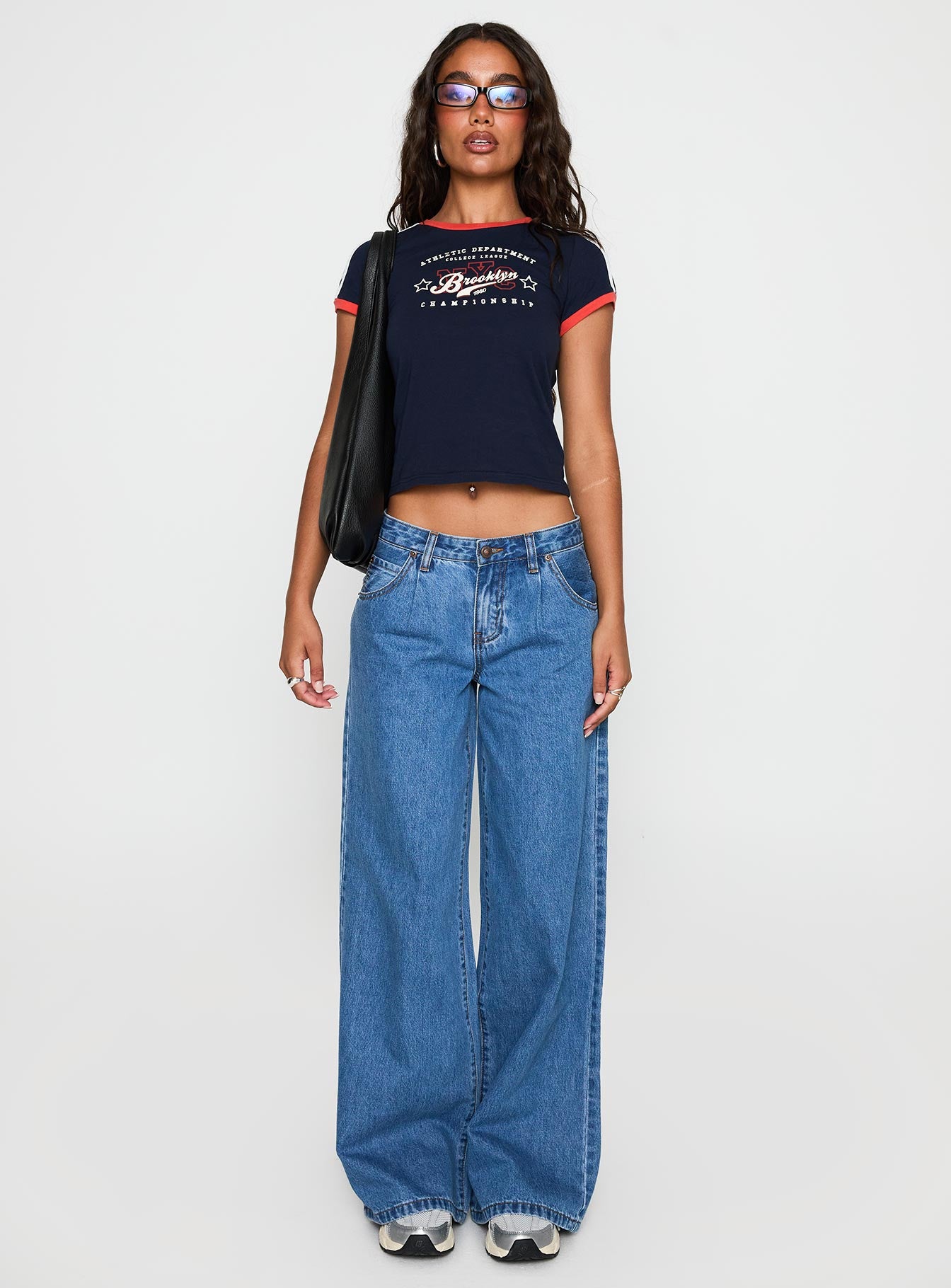 Supercut Low Rise Baggy Pleat Jeans Mid Blue - Image 6