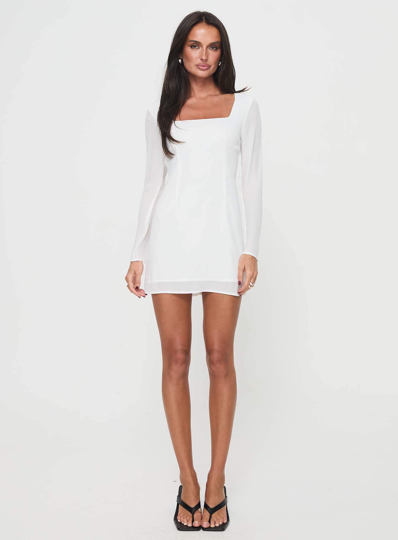 Brunet Long Sleeve Mini Dress White - Image 7