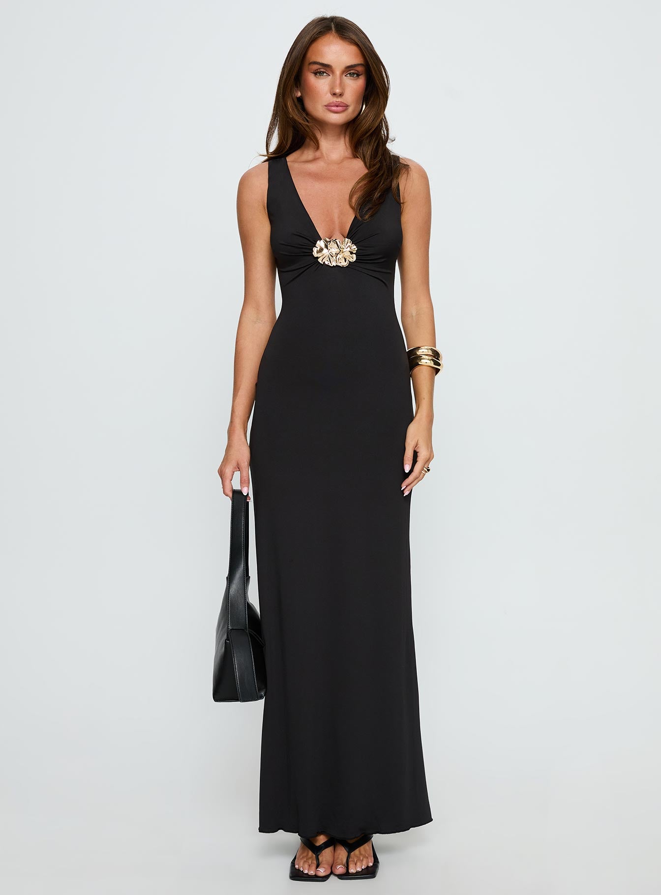 Adalie Hardware Plunge Maxi Dress Black - Image 7