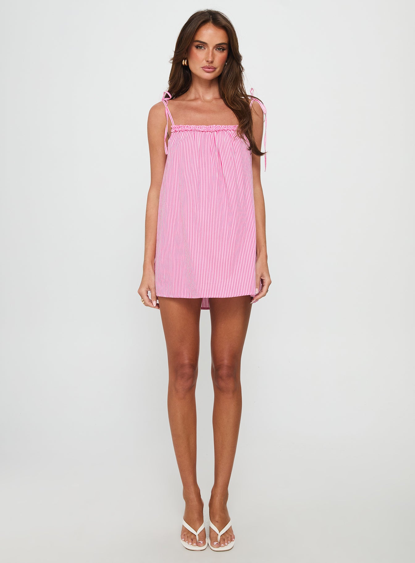 Little Wonders Frill Smock Mini Dress Pink Stripe - Image 7