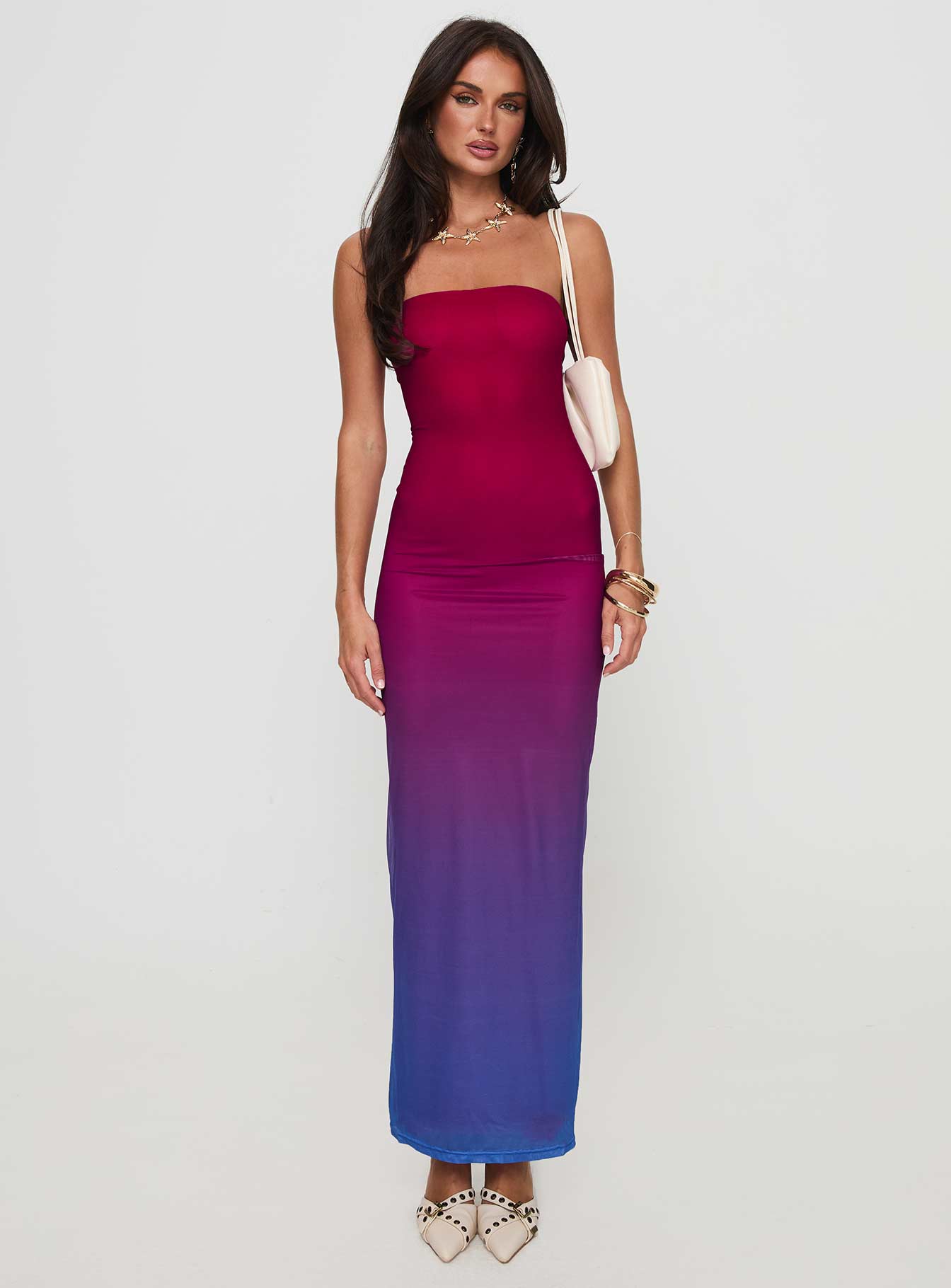 Stolen Love Strapless Maxi Dress Pink / Purple Ombre - Image 7
