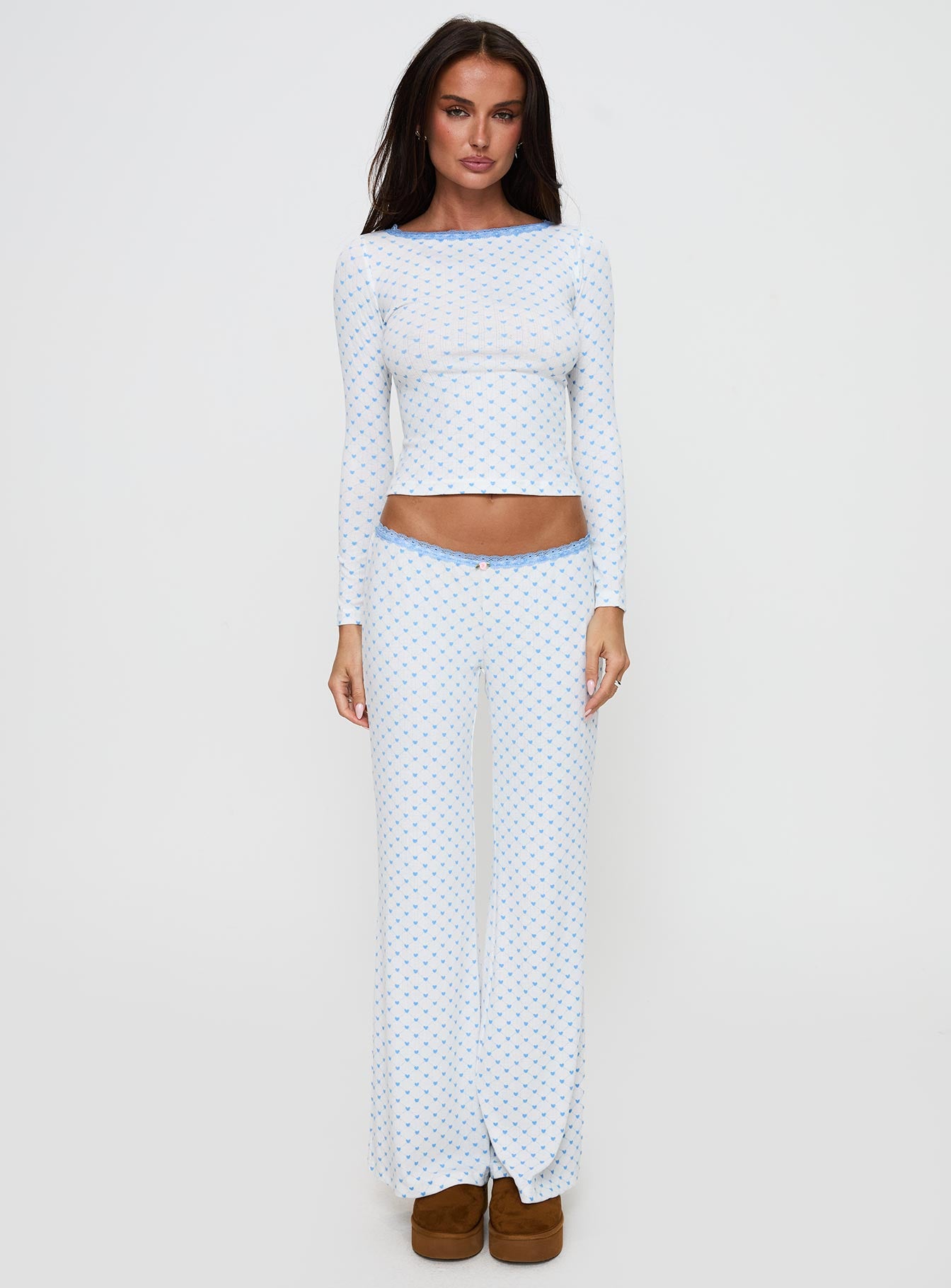 Whimsie Pointelle Sleep Pants Blue / White - Image 7