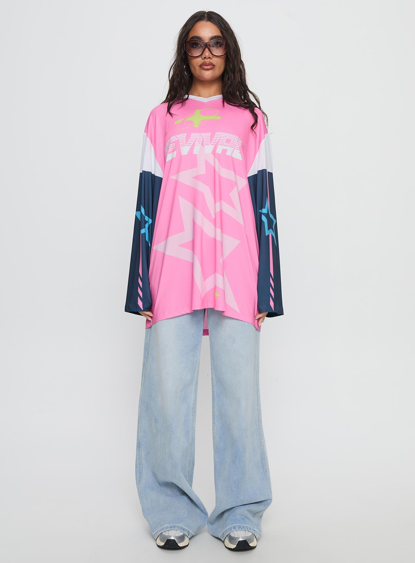 Revival Moto Long Sleeve Jersey Top Pink - Image 6