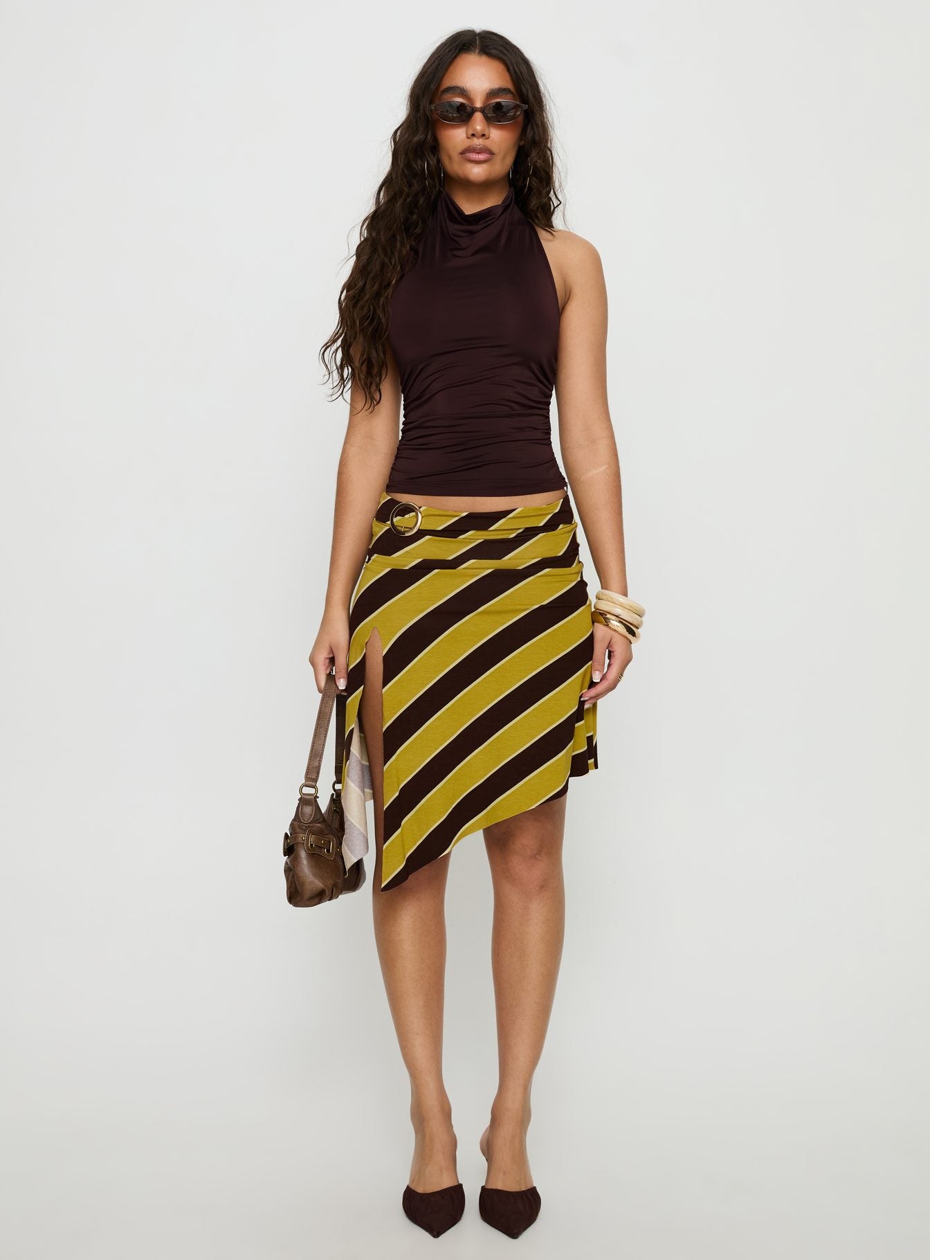 Sherry Midi Skirt Stripe Retro Yellow - Image 7
