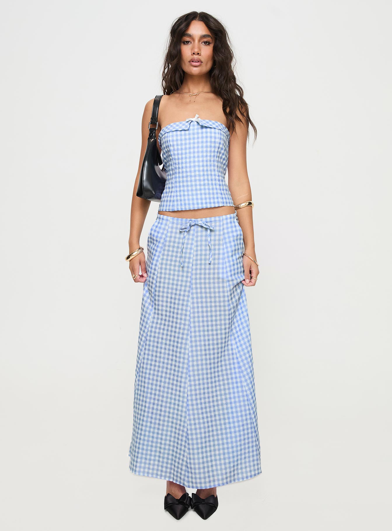 Carmino Maxi Skirt Blue Check - Image 7