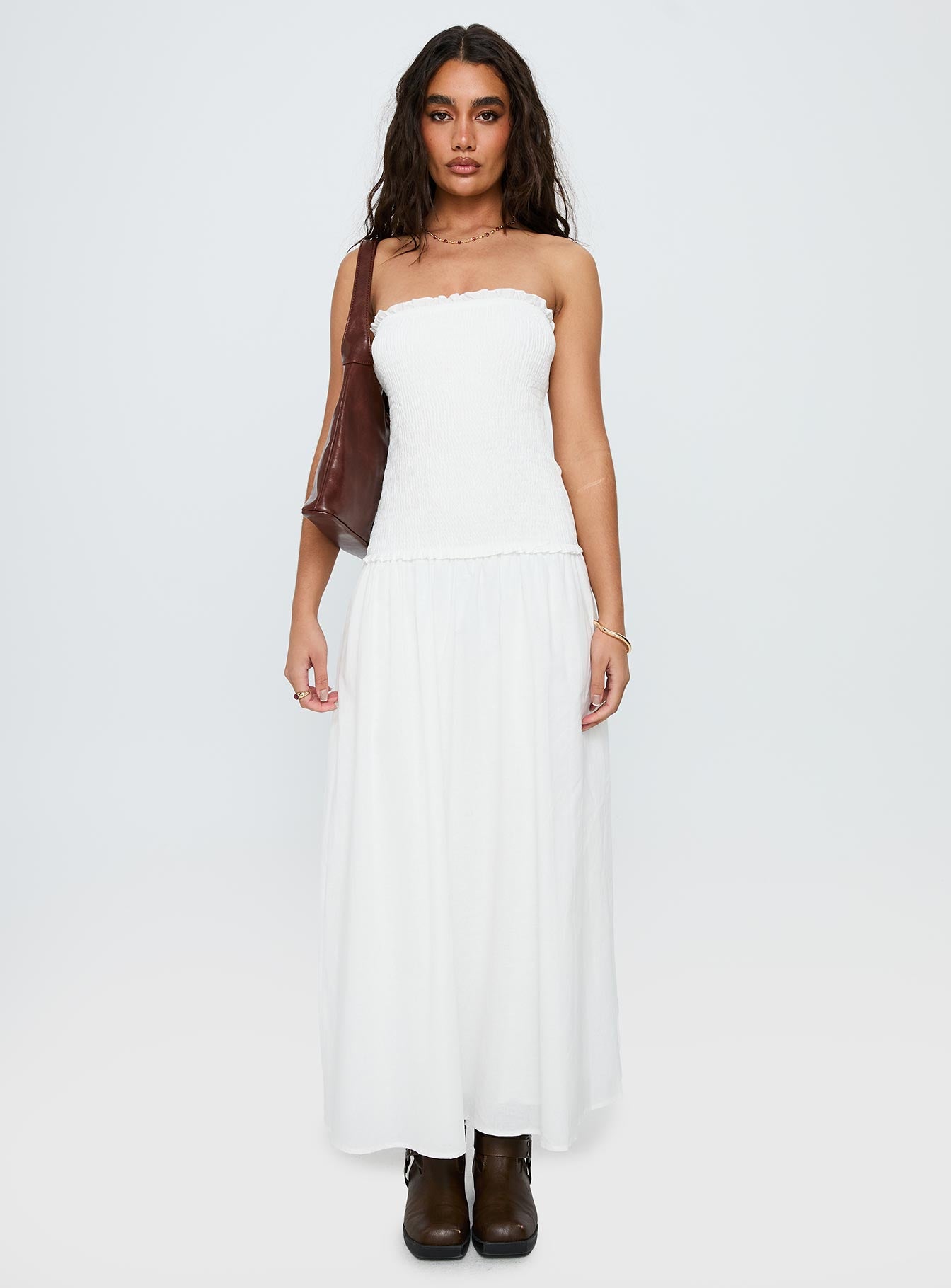 Tinsie Strapless Maxi Dress White - Image 7