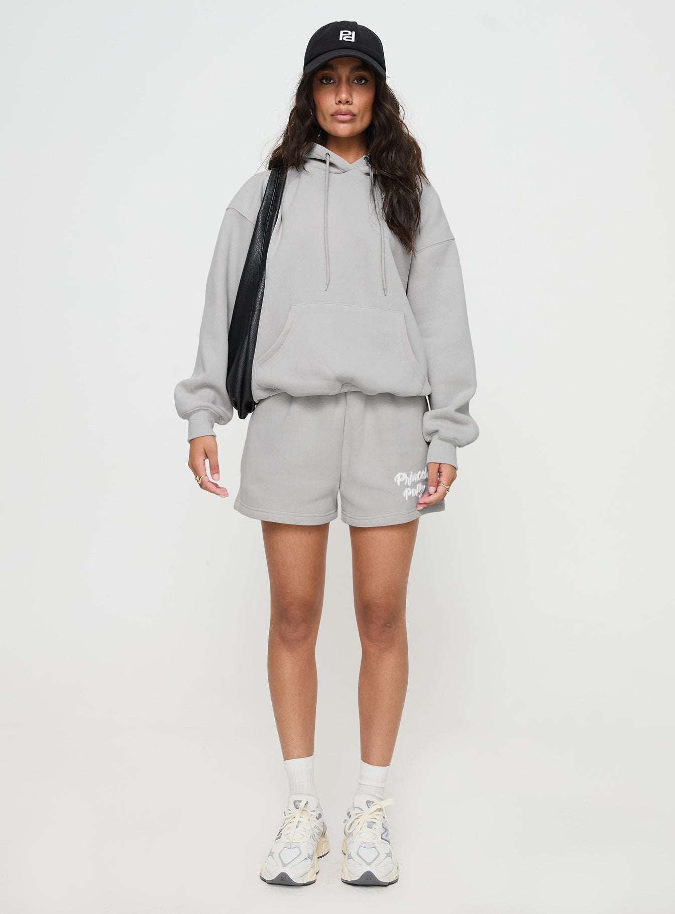 Princess Polly Hooded Sweatshirt Puff Text Grey - Image 7