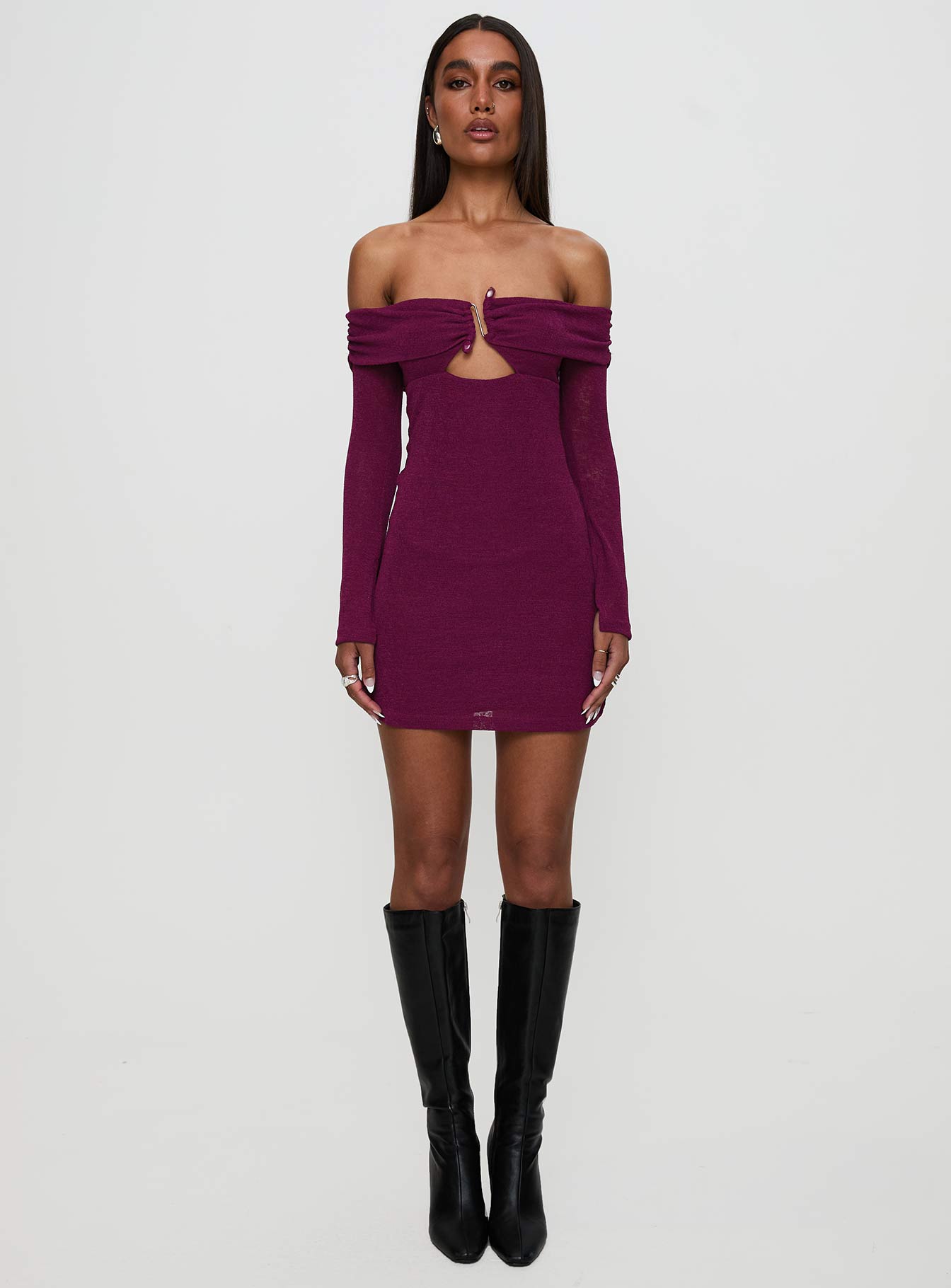Firenza Long Sleeve Mini Dress Purple - Image 7
