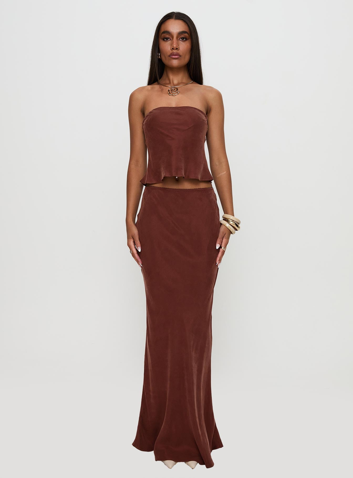 Lucelia Strapless Top Brown - Image 7