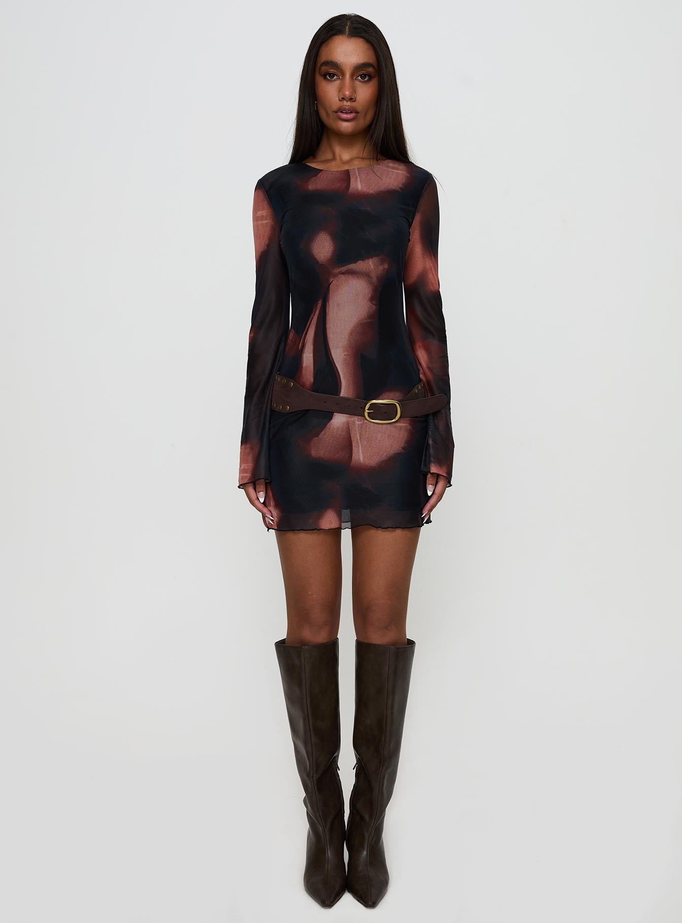 Nyxia Long Sleeve Mini Dress Multi - Image 7