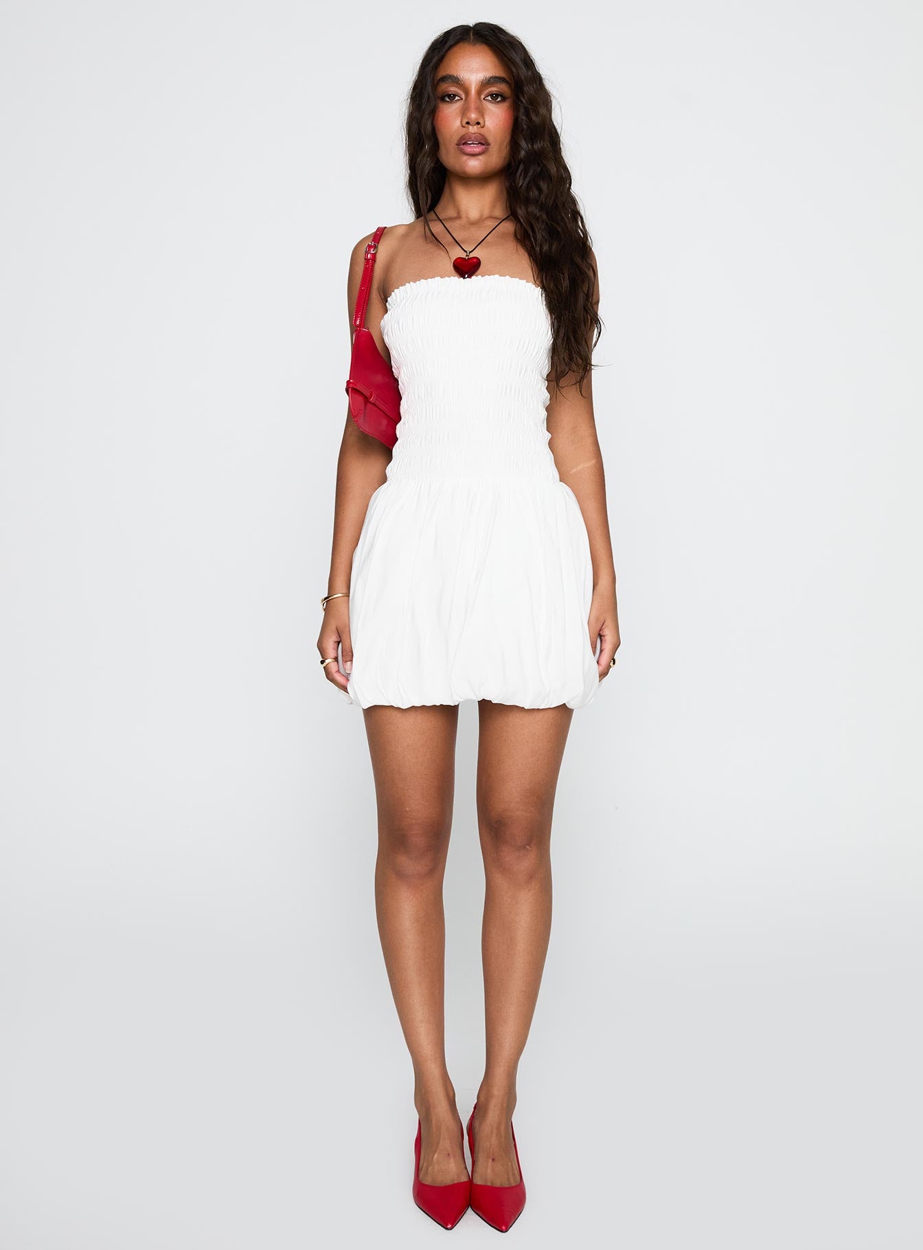 Anemone Bubble Hem Mini Dress White - Image 7