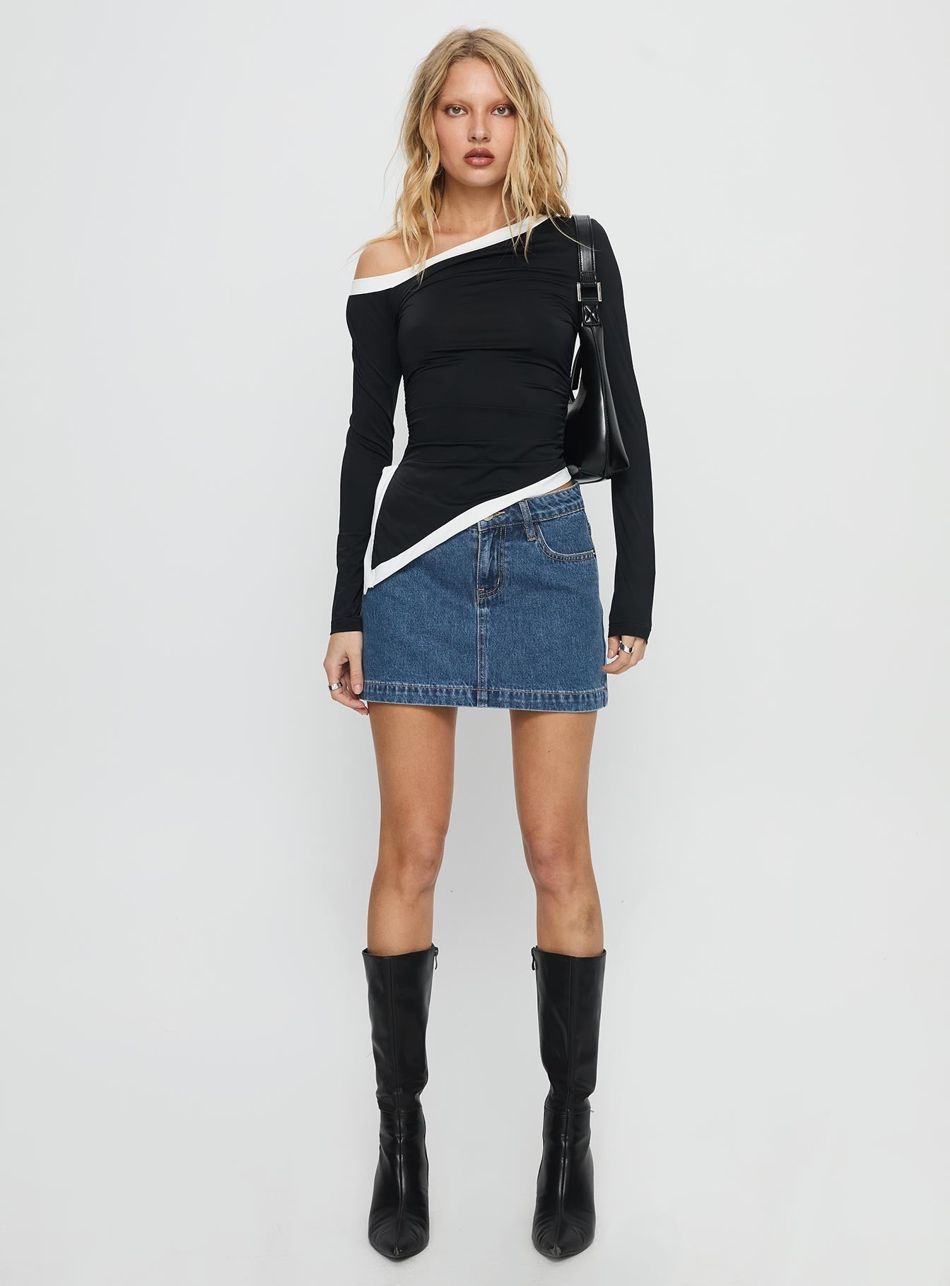 Nickei Denim Mini Skirt Mid Wash Petite - Image 7