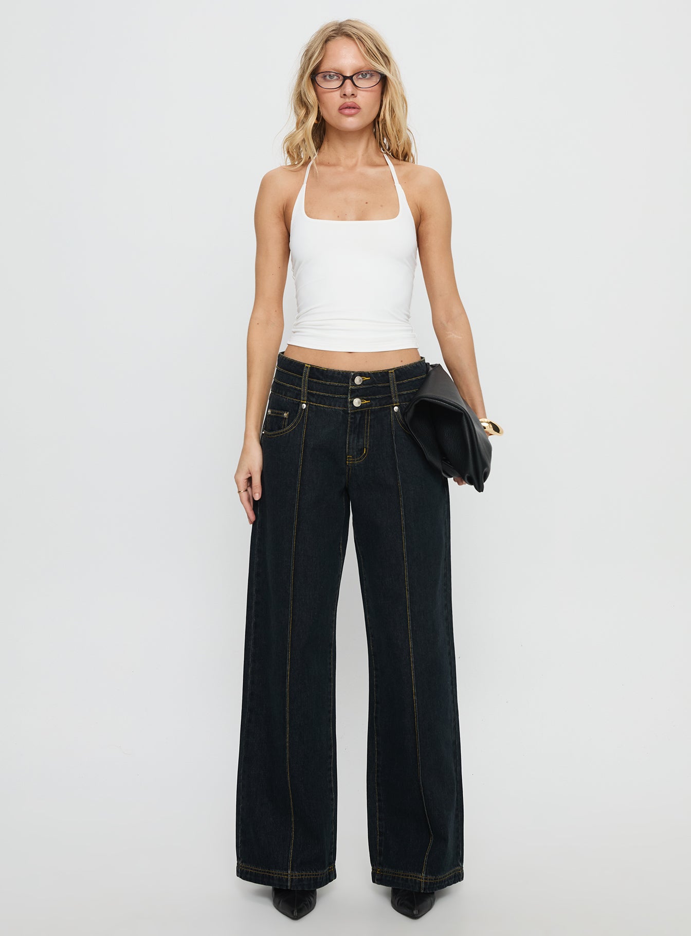 Hannalee Low Rise Wide Leg Cargo Jeans Grunge Wash - Image 7