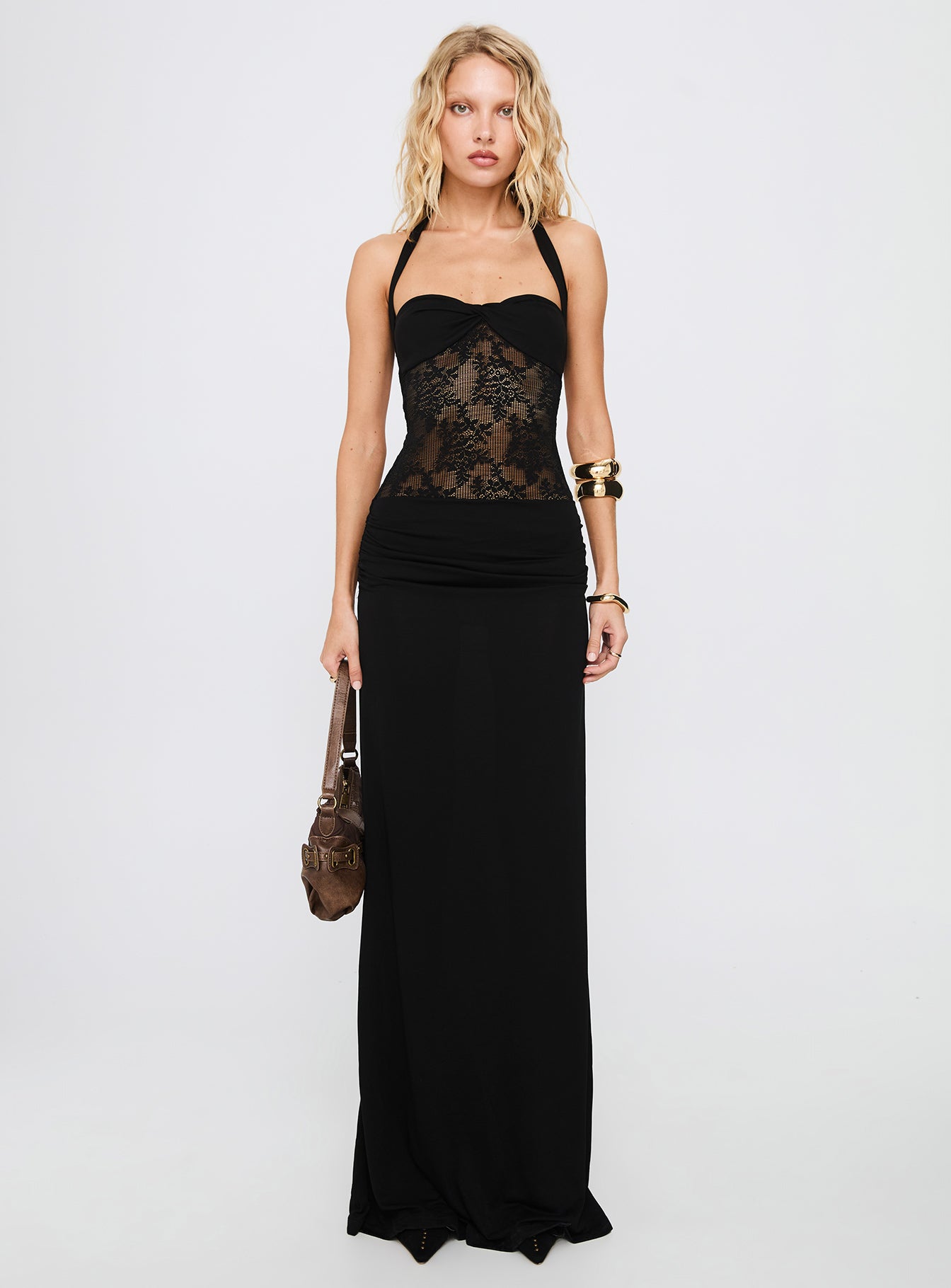 Adalyne Lace Halter Maxi Dress Black - Image 7