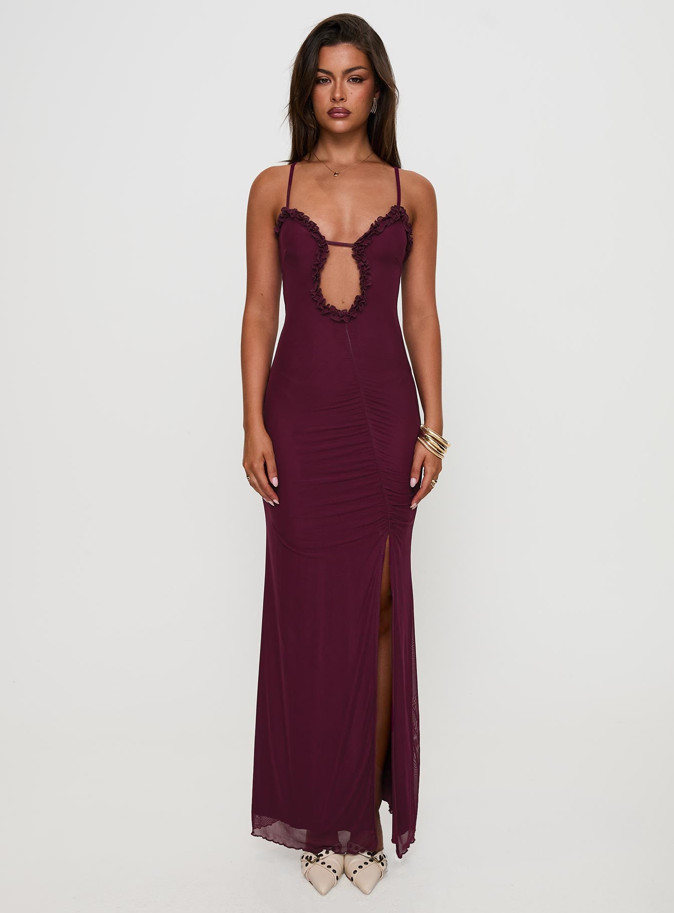 Soulina Ruched Maxi Dress Purple - Image 7